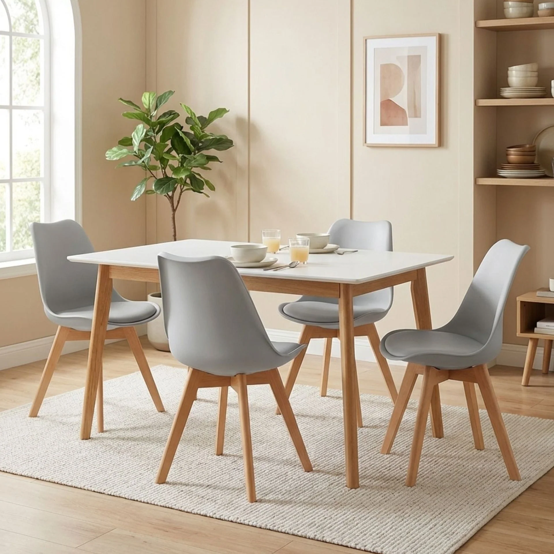 Evelyn Dining Chair Padded - Set of 4 - Grey - Image 3