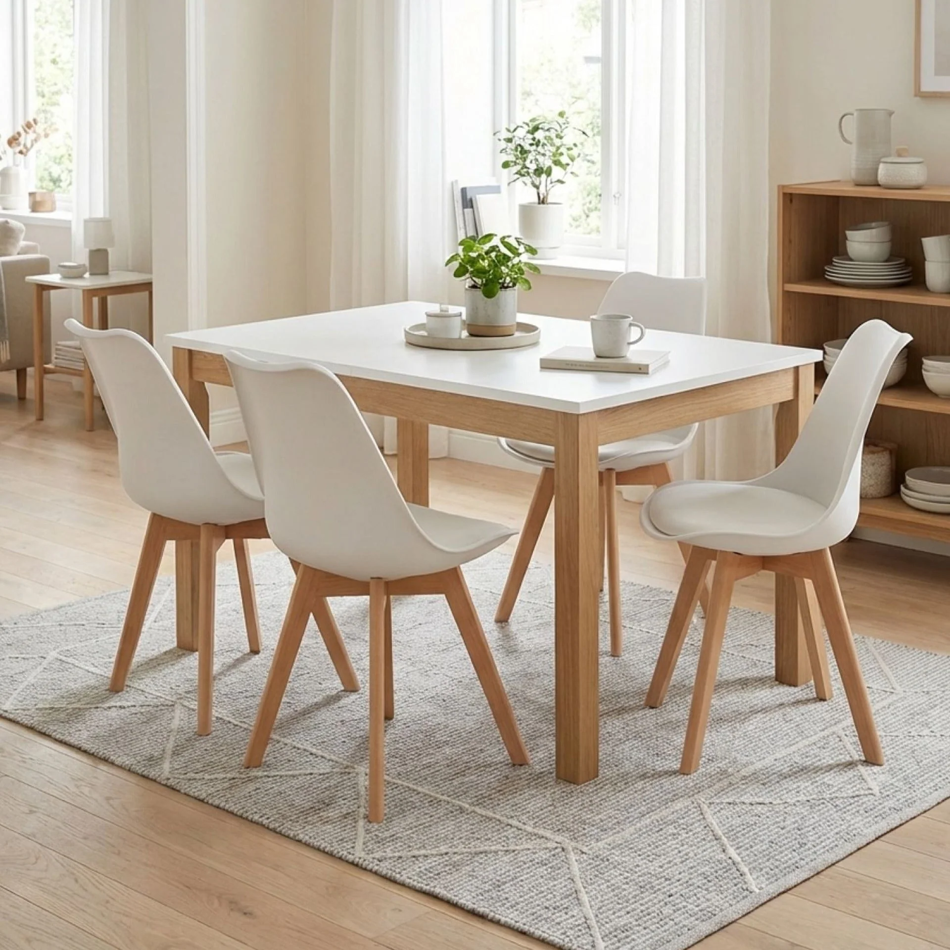 Evelyn Dining Chair Padded - Set of 4 - White