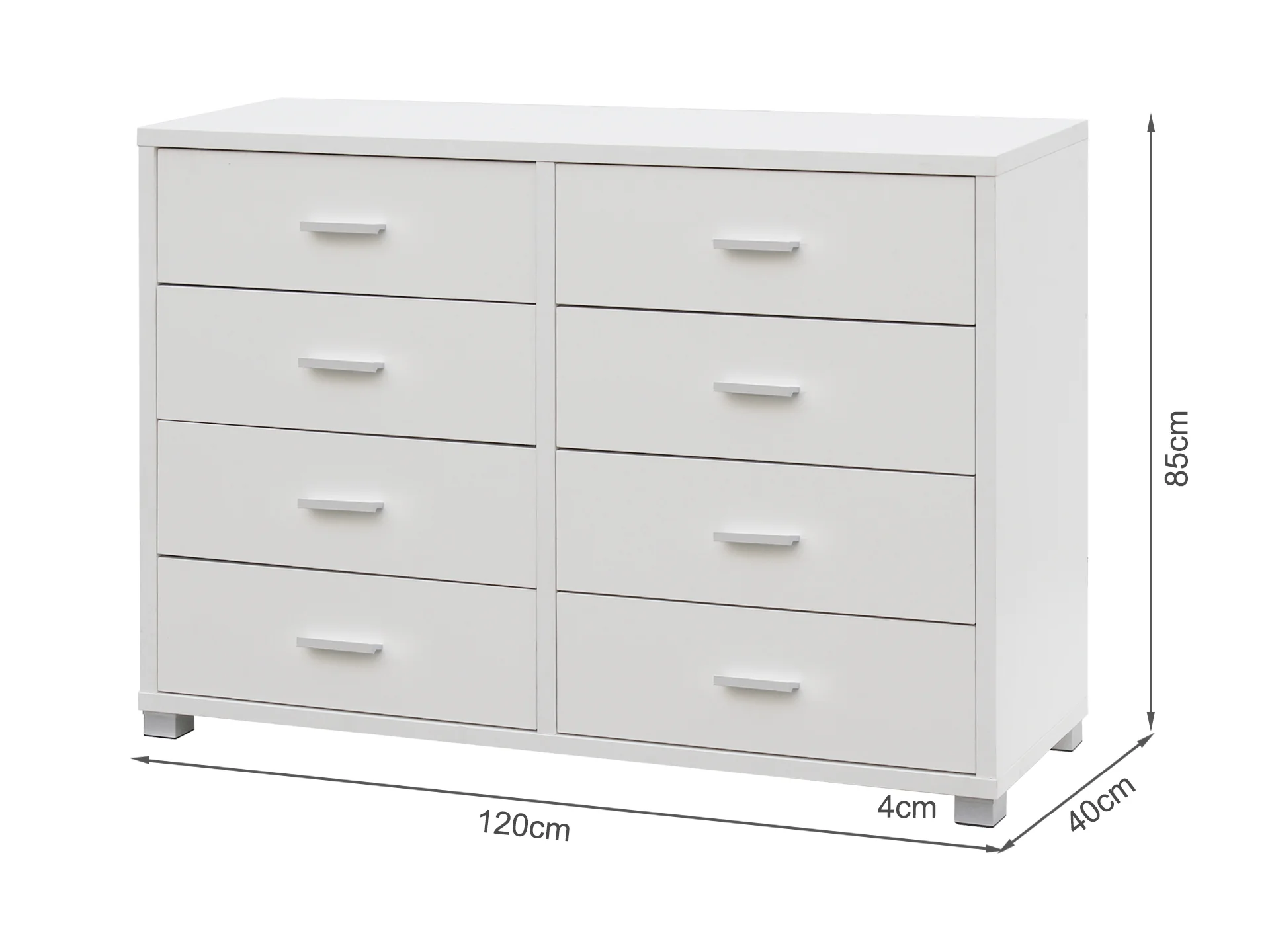 EZRA Low boy 8 Drawer Chest Dresser - WHITE - Image 7