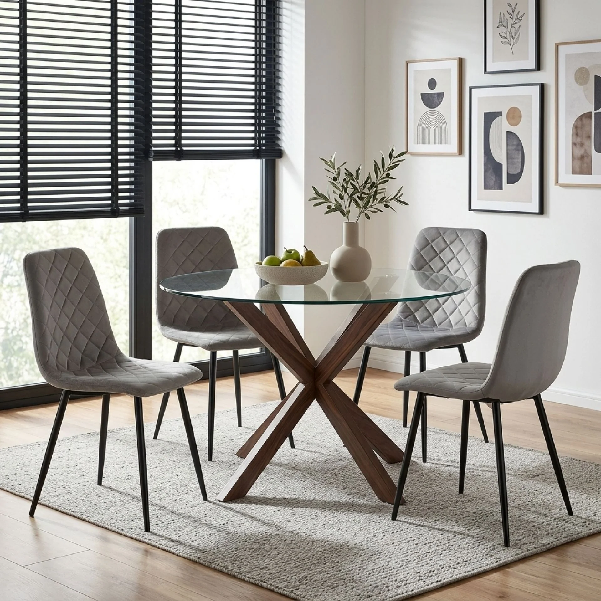 Fika Velvet Dining Chair - Set of 4 - Grey
