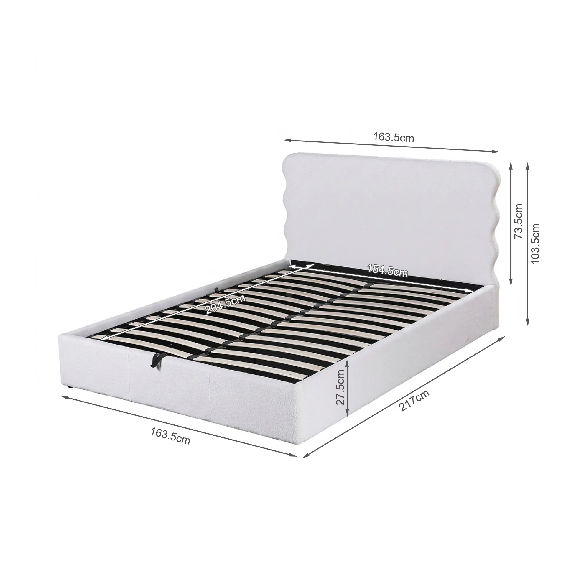 Floria Queen Gas Lift Bed Frame - White - Image 13