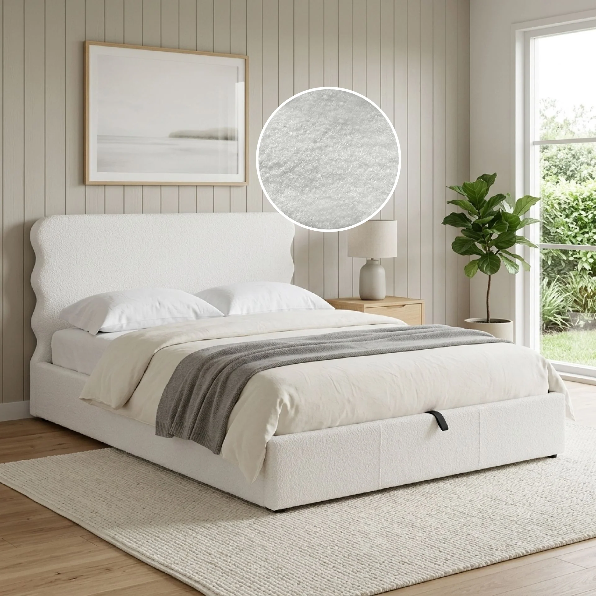 Floria Queen Gas Lift Bed Frame - White - Image 2