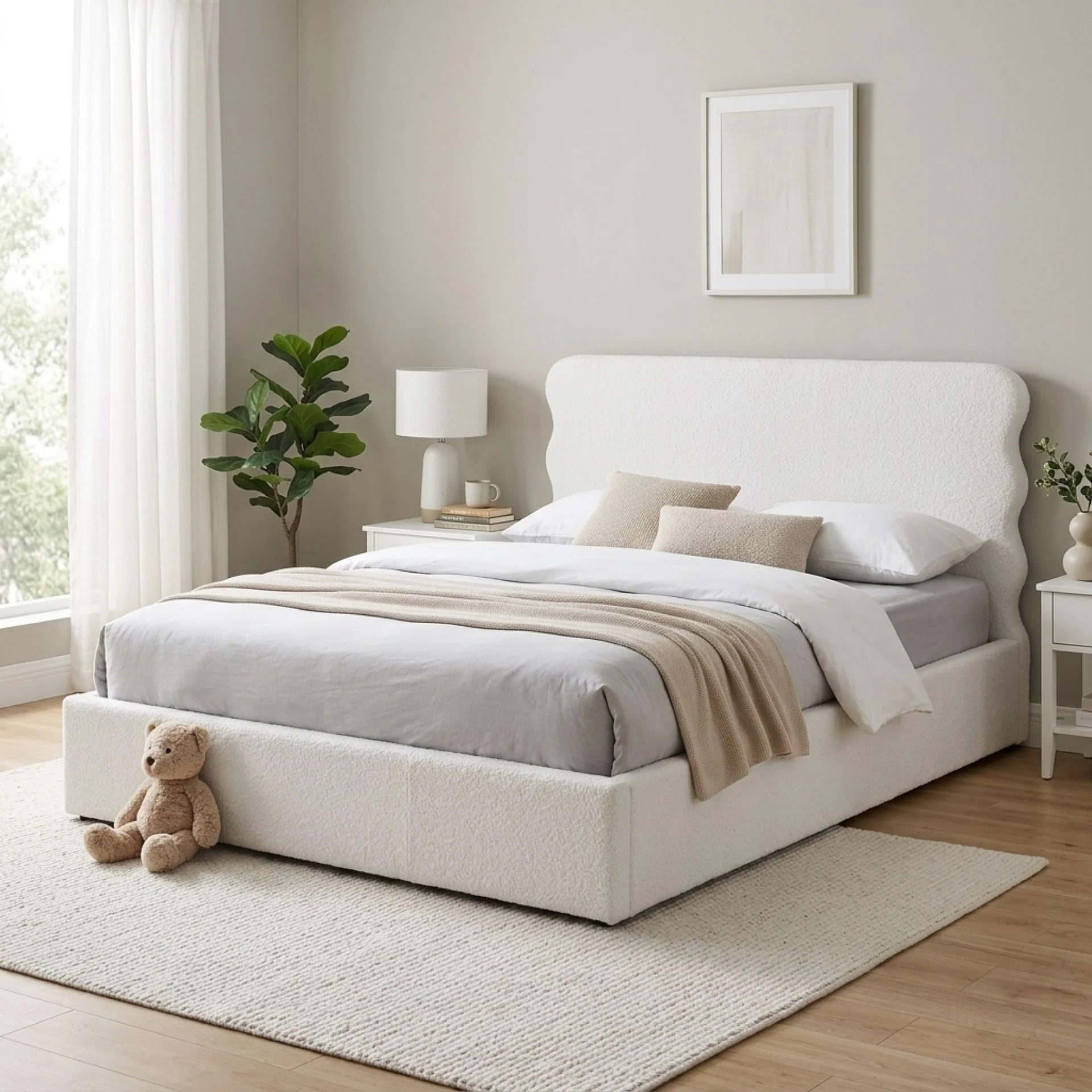 Floria Queen Gas Lift Bed Frame - White - Image 4