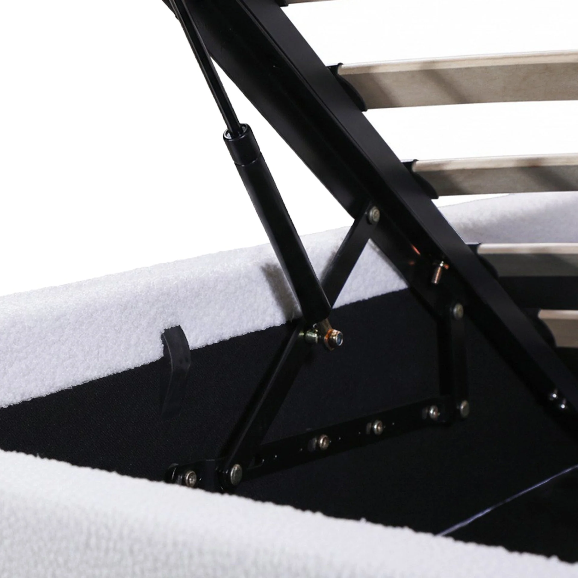 Fomo Boucle Queen Gas Lift Bed Frame - White - Image 12
