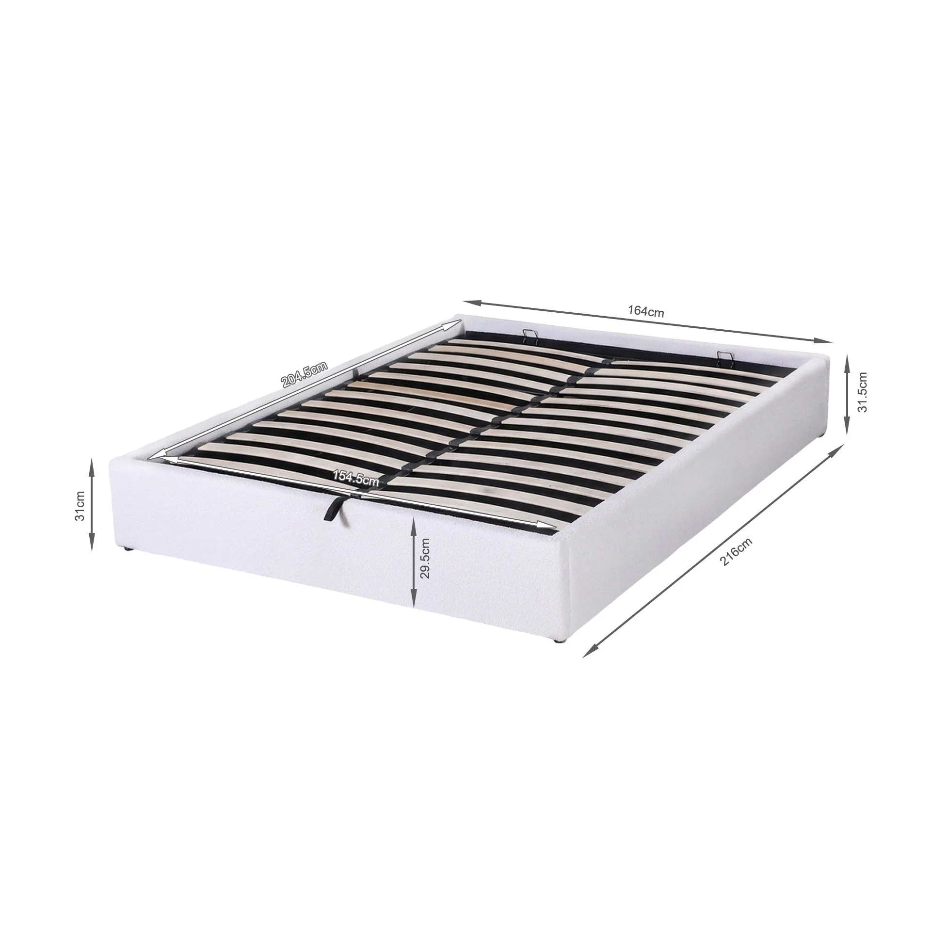 Fomo Boucle Queen Gas Lift Bed Frame - White - Image 13