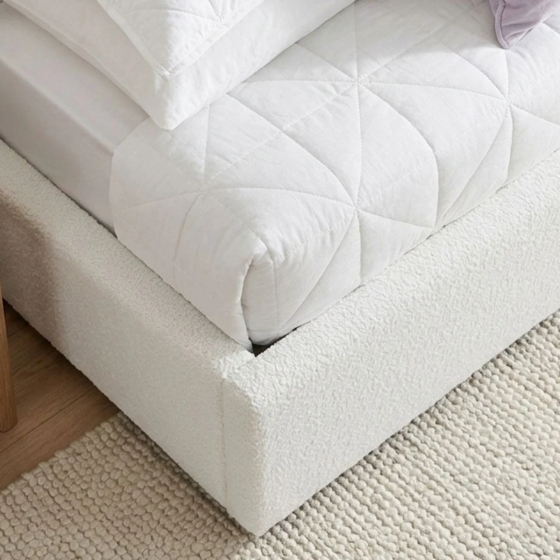 Fomo Boucle Queen Gas Lift Bed Frame - White - Image 6