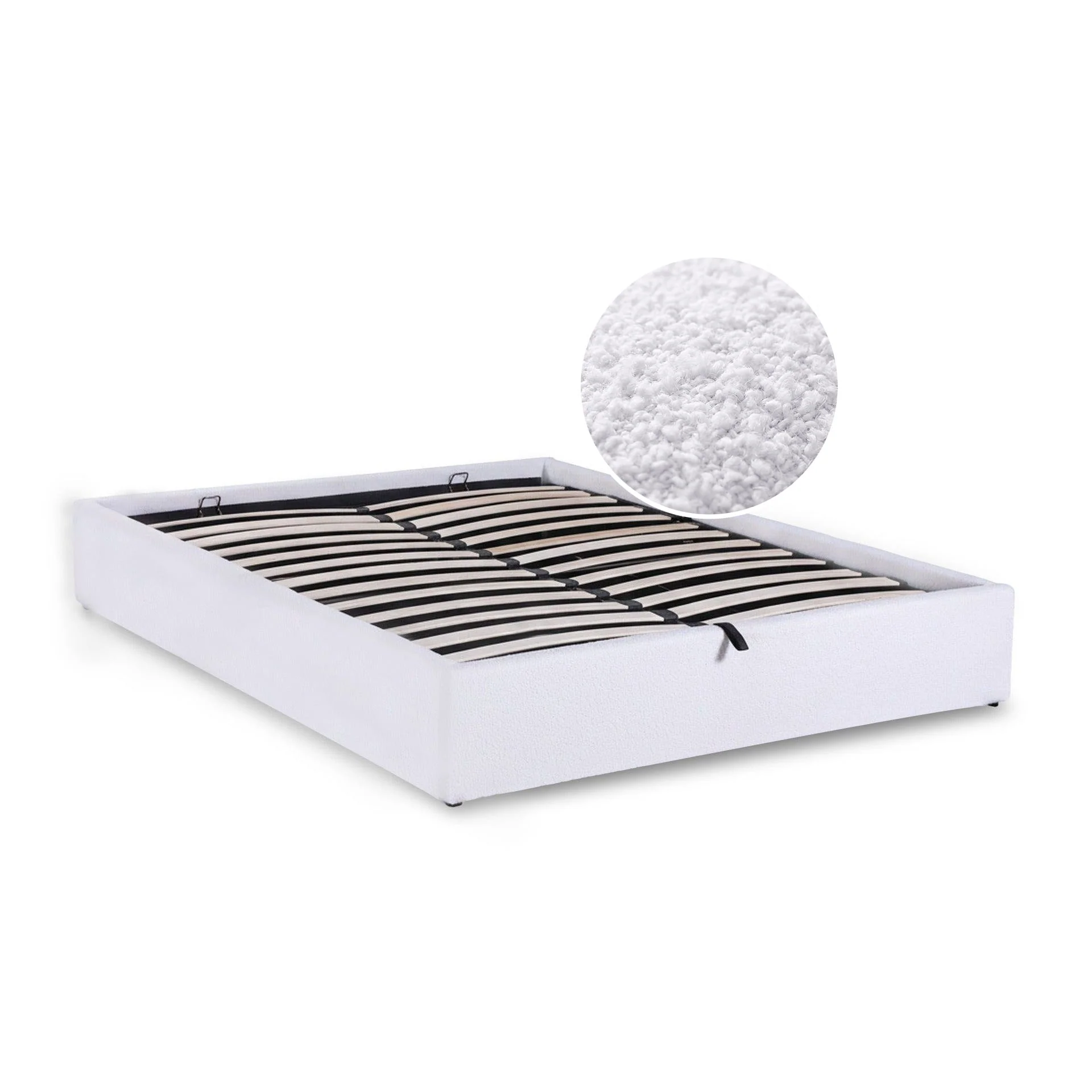 Fomo Boucle Queen Gas Lift Bed Frame - White - Image 7
