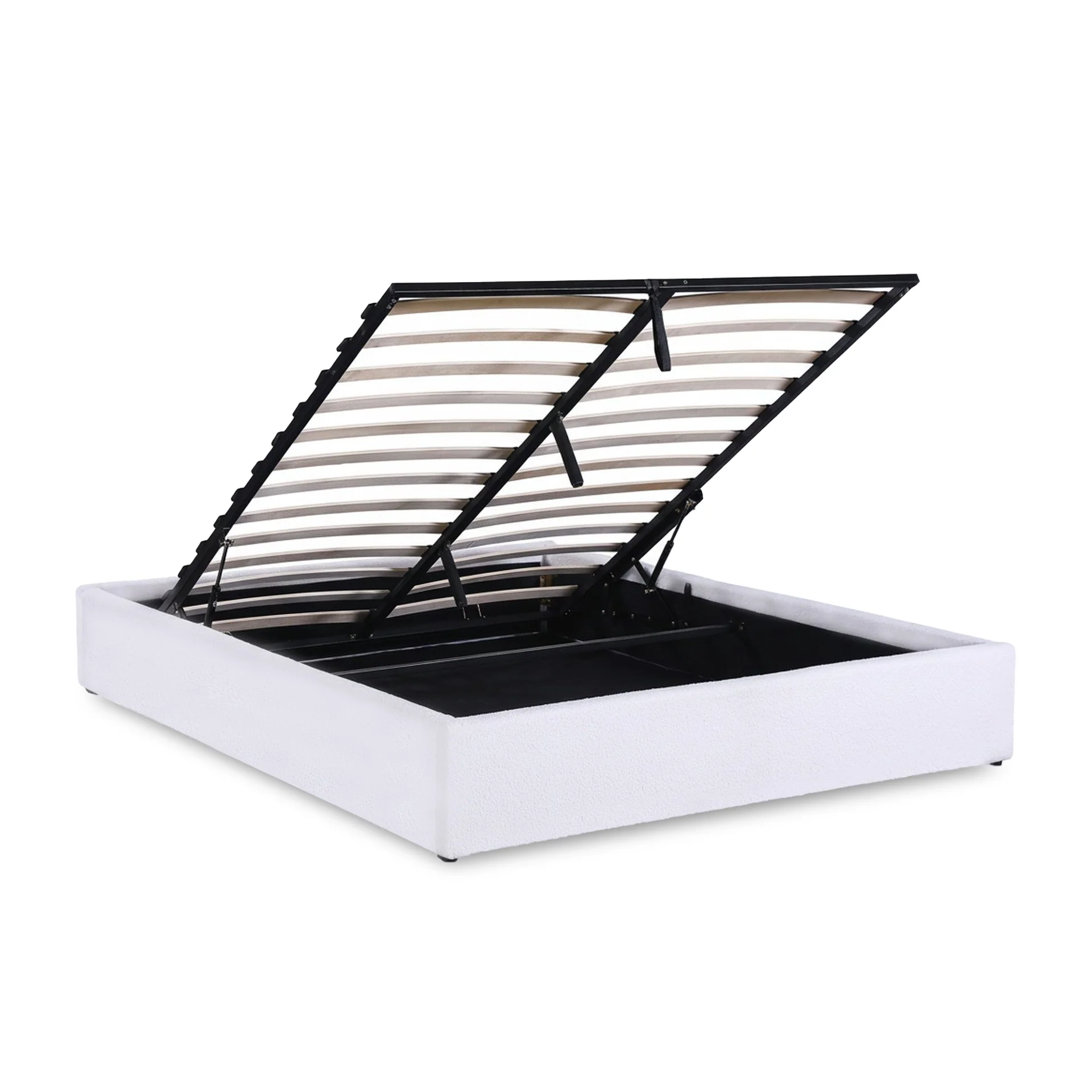 Fomo Boucle Queen Gas Lift Bed Frame - White - Image 9
