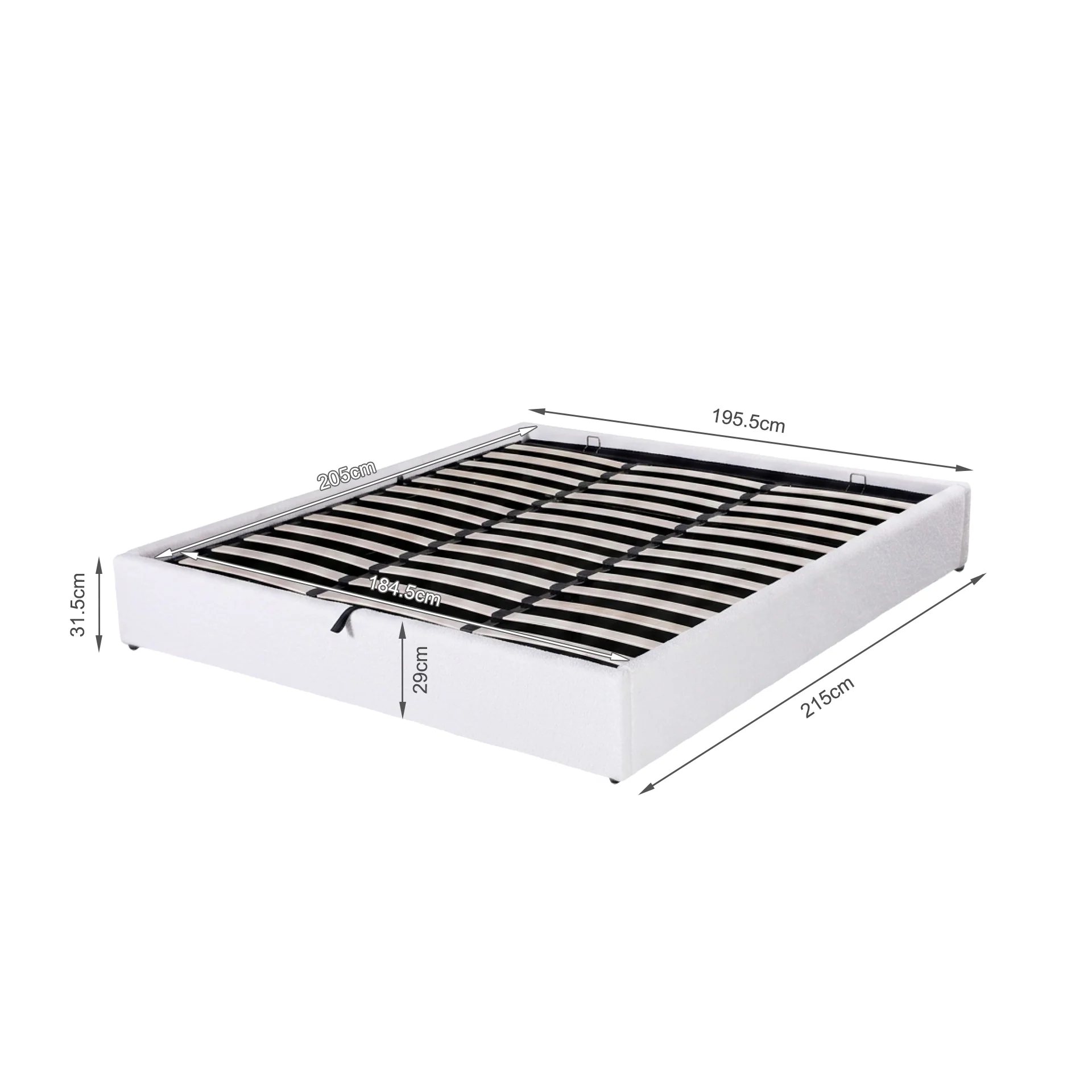Fomo Super King Teddy Gas Lift Bed Frame - White - Image 15