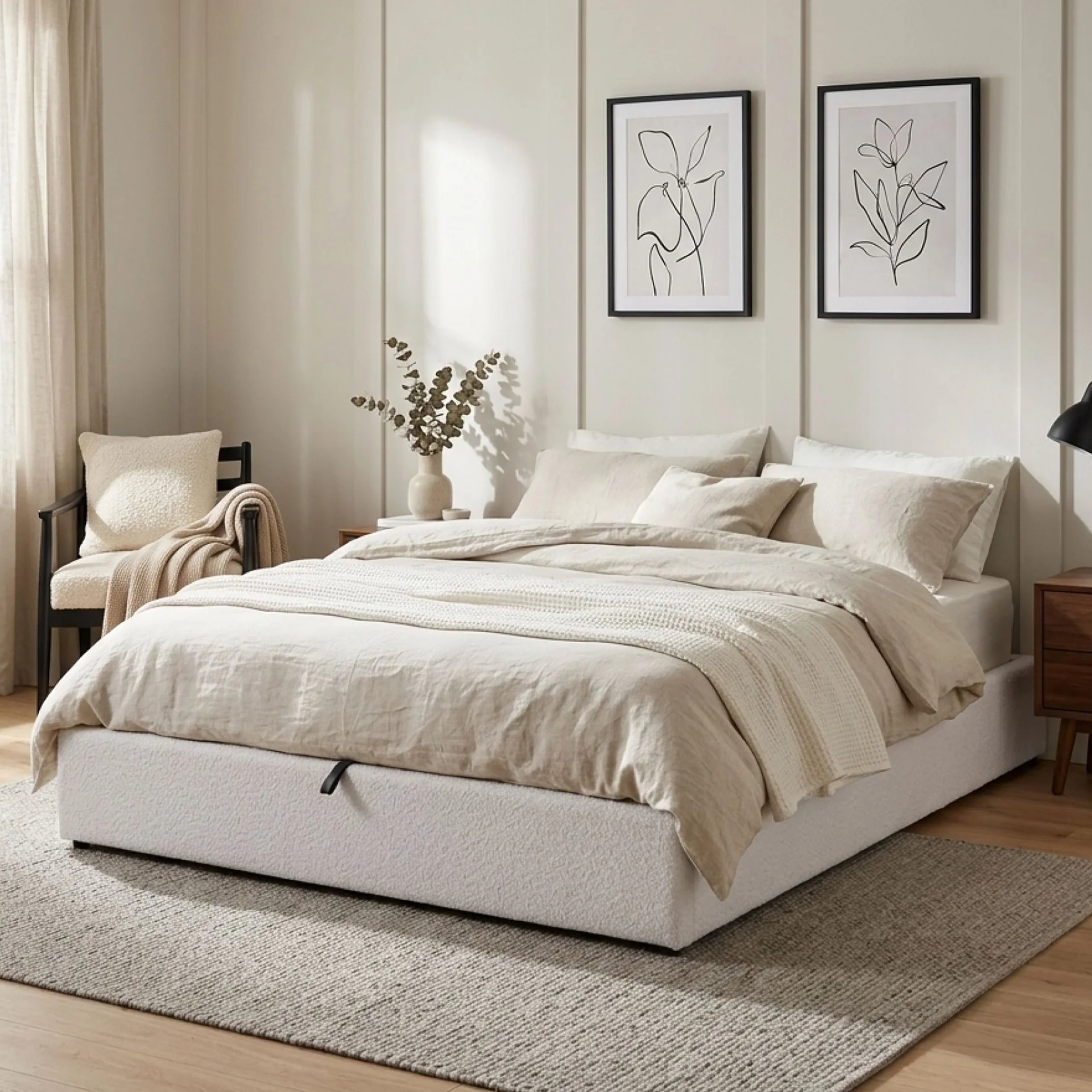 Fomo Super King Teddy Gas Lift Bed Frame - White - Image 3
