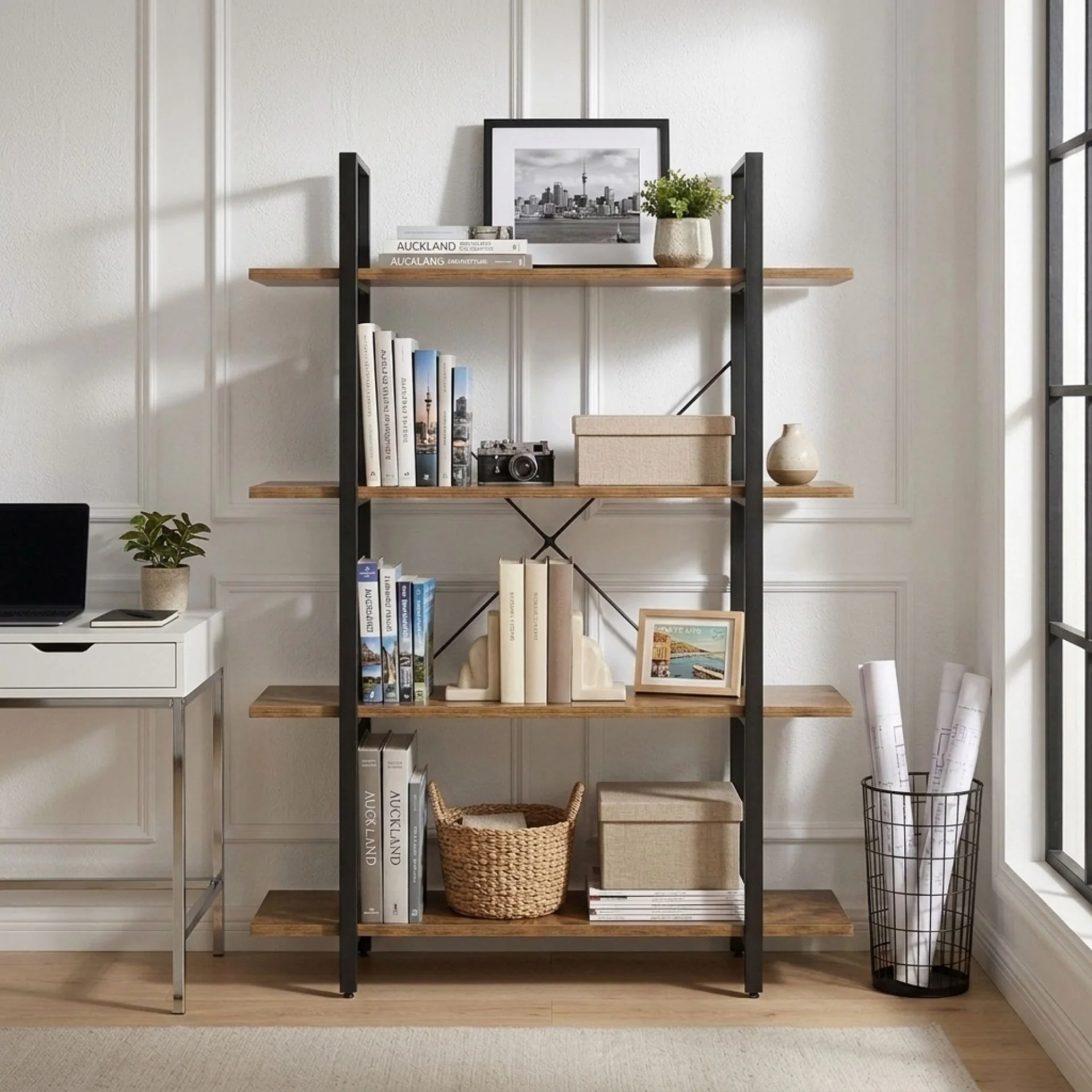 Forge 4-Tier Bookshelf - Rustic Brown - Image 5