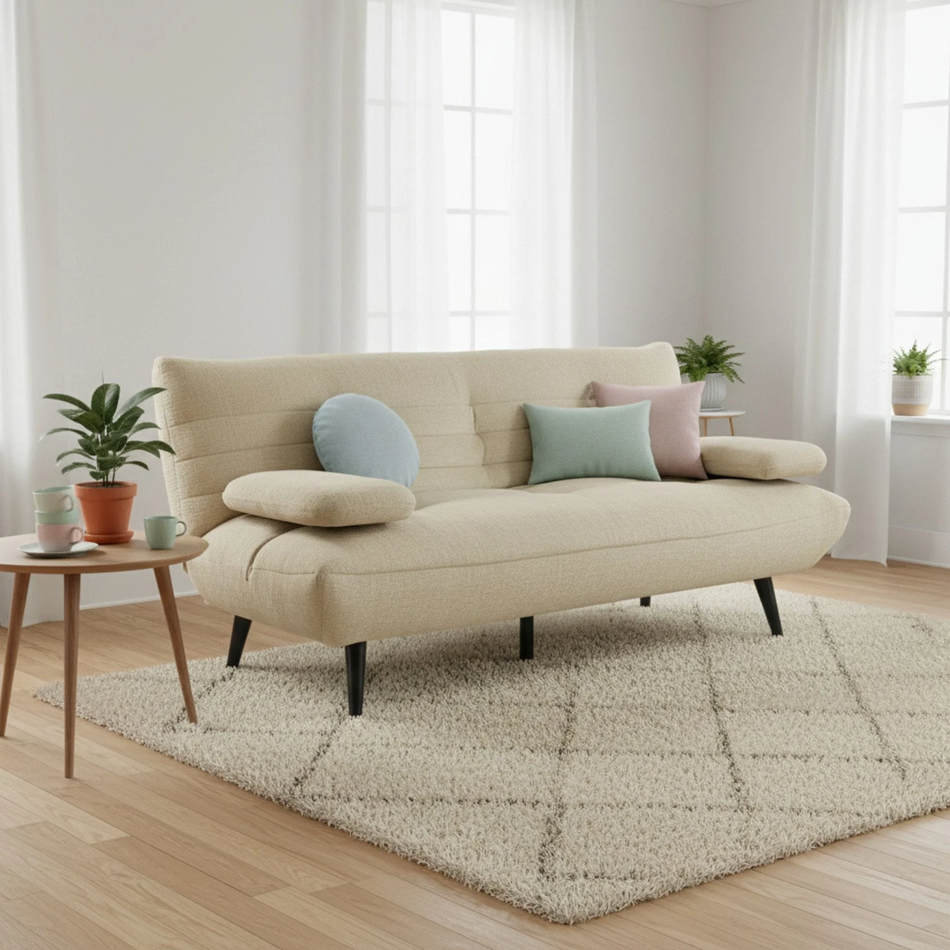 Fowey 3 Seater Sofa Bed - Taupe - Image 3