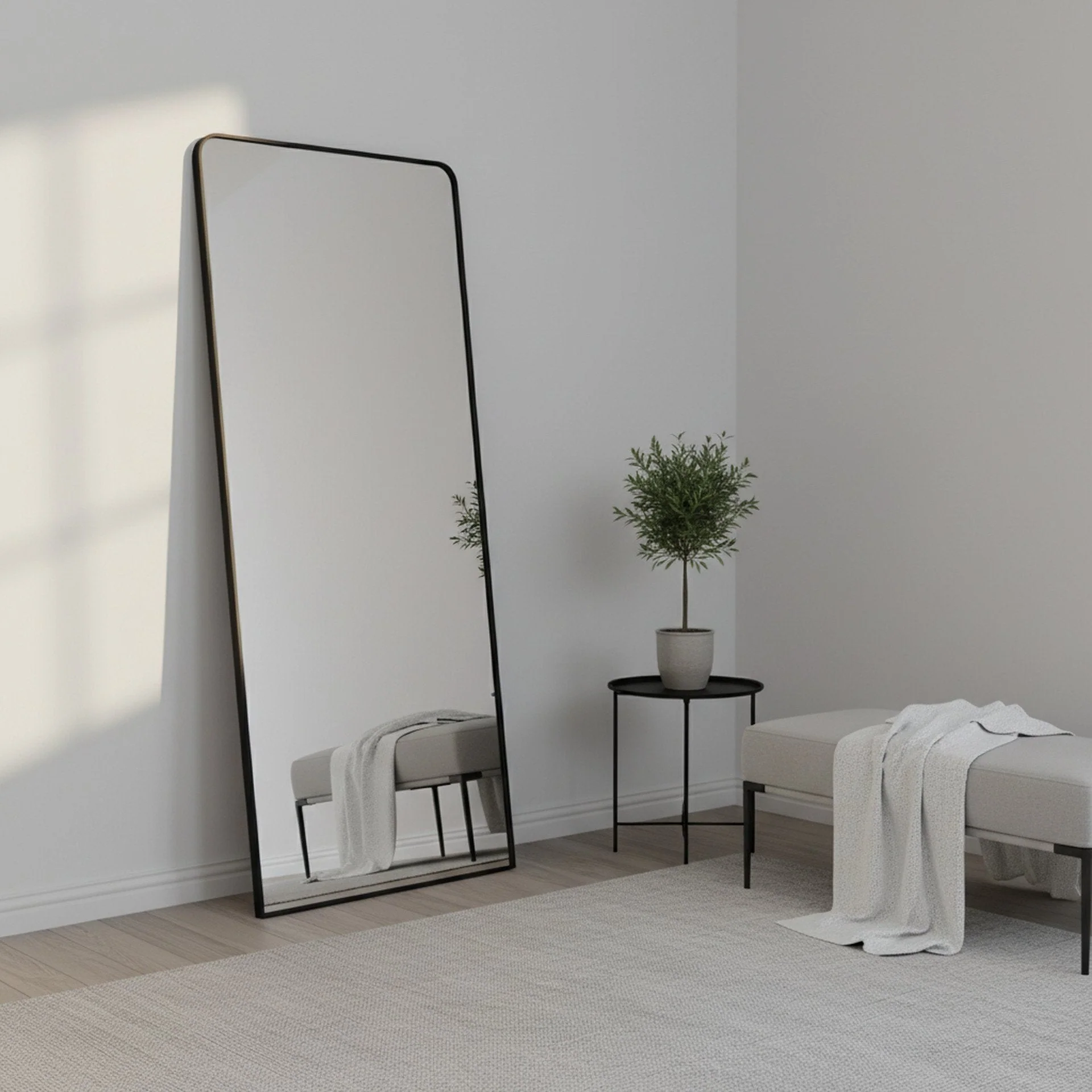 Frame Full Length Metal Wall Mirror - Black - Image 4