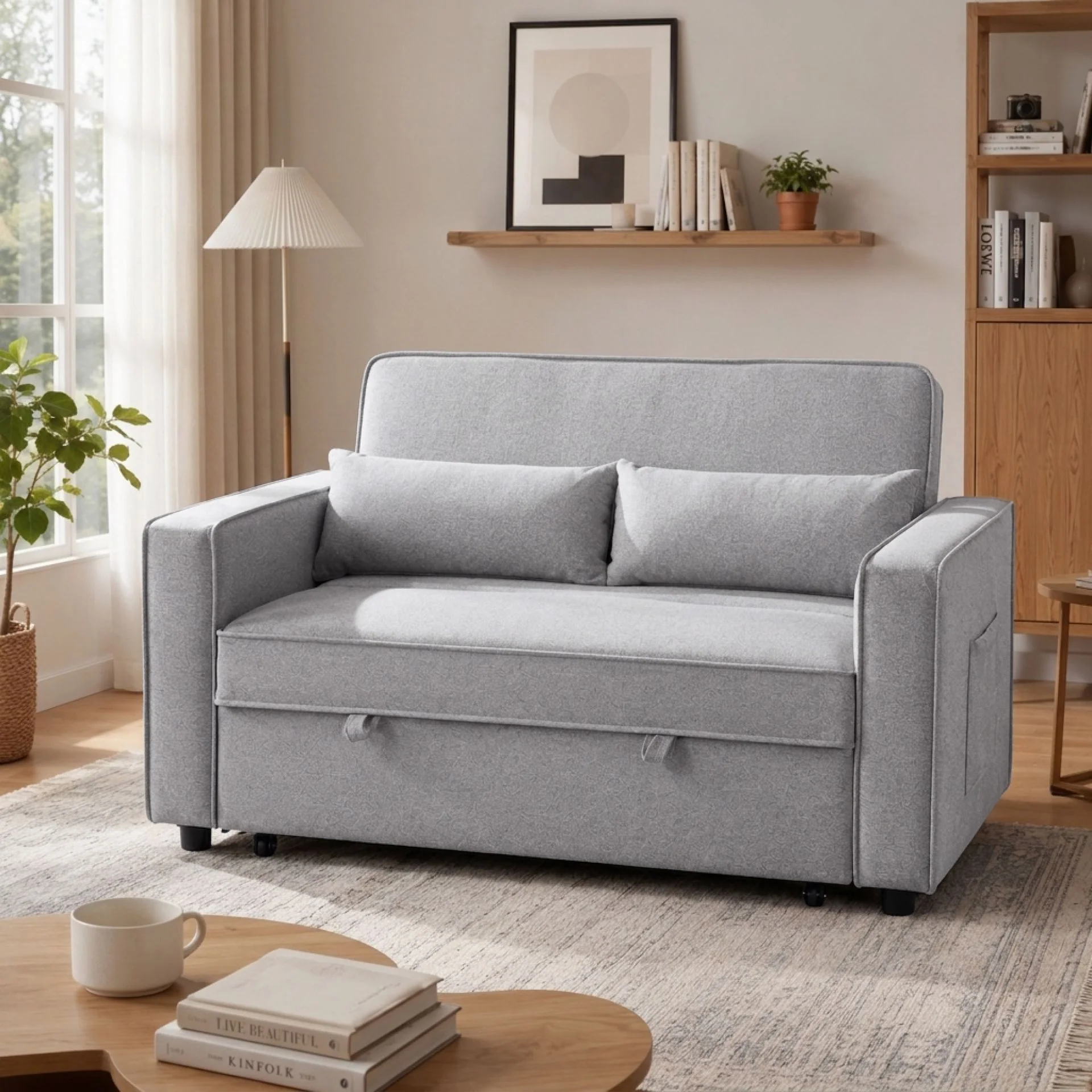 Freyja 2 Seater Sofa Bed - Grey - Image 5