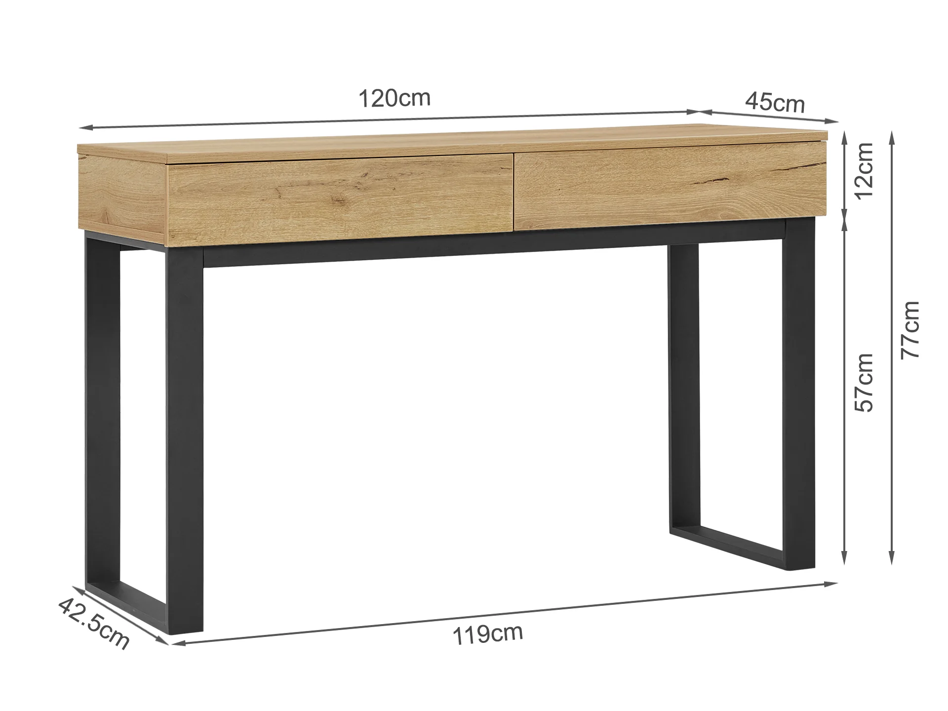 Frohna 120cm Computer Desk - Dark Oak - Image 8