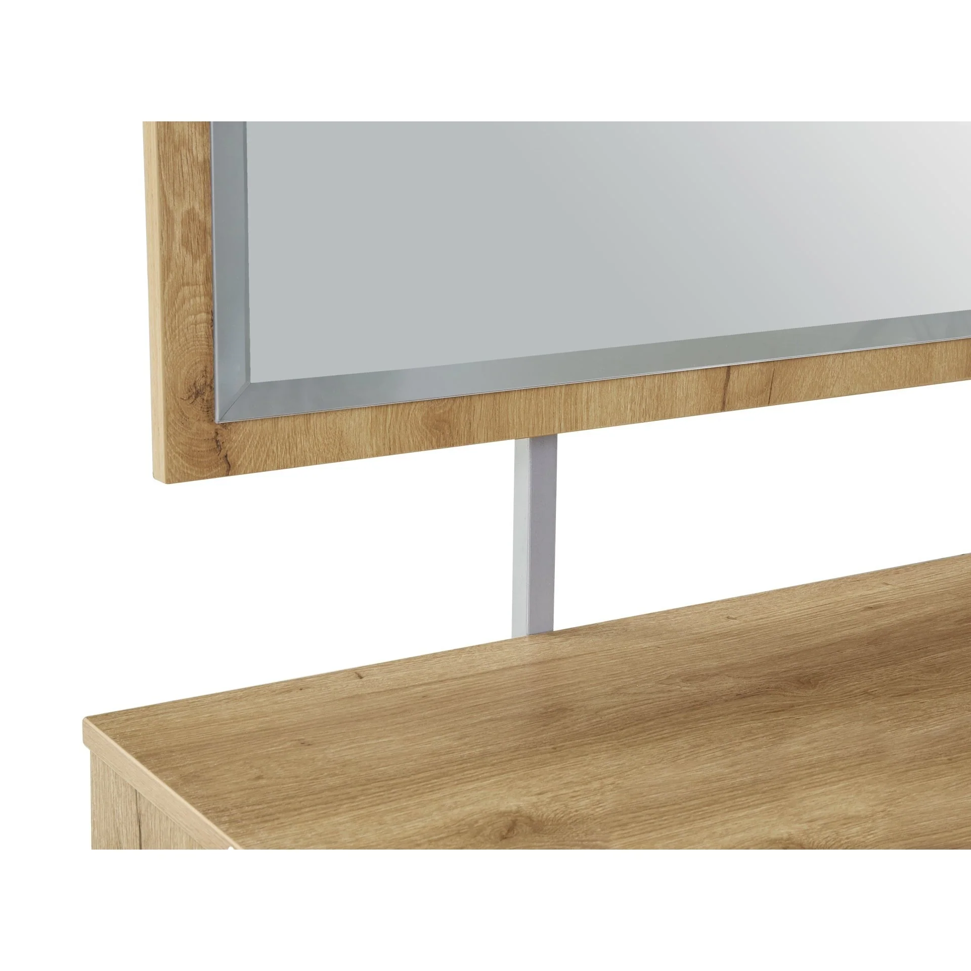 Frohna Low Boy 6 Drawers Chest Dresser with Mirror - Oak - Image 13