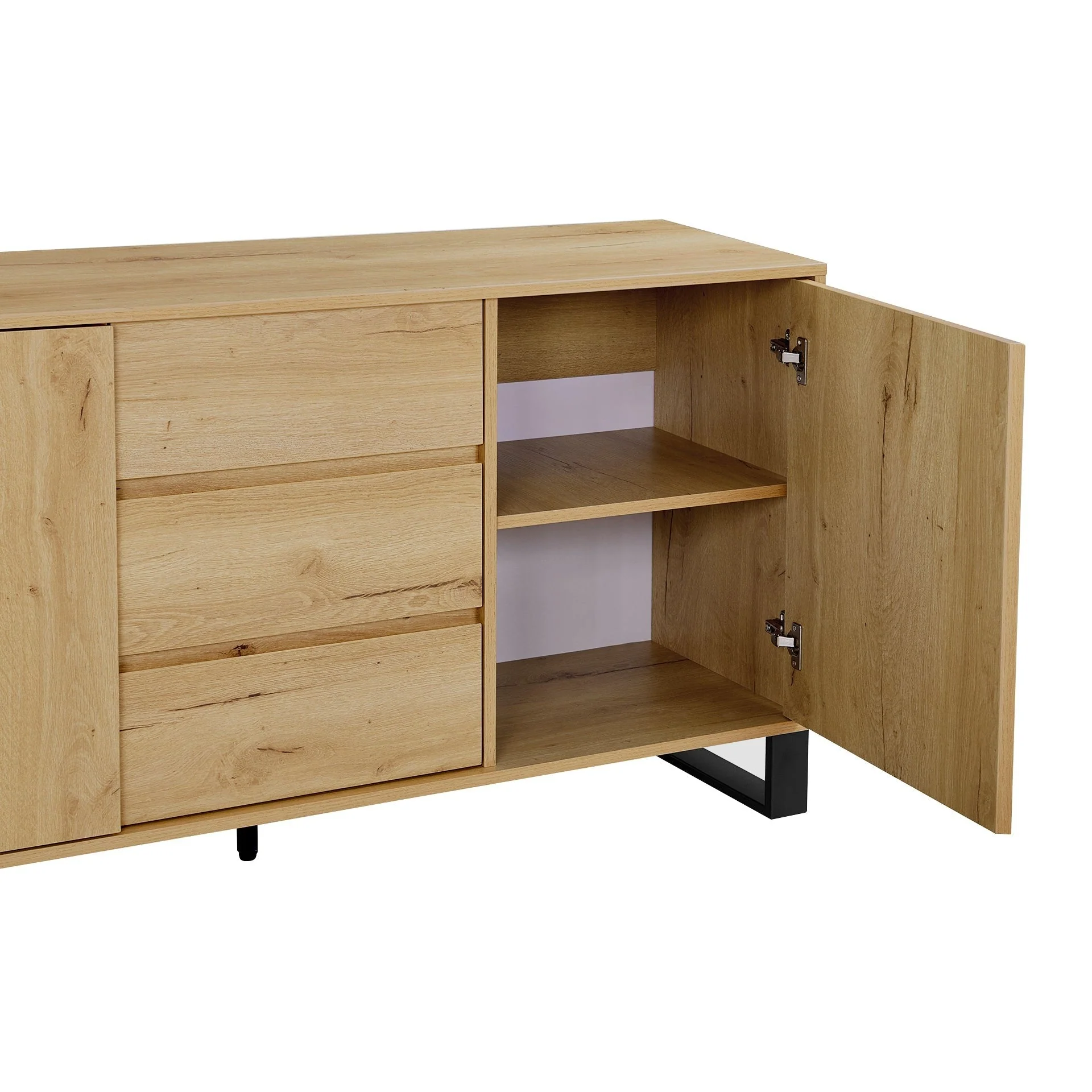 Frohna Sideboard Buffet Table with 3 Drawers - Oak - Image 13