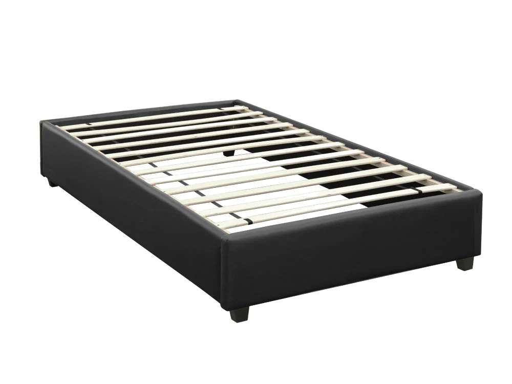 FUJI KING SINGLE Slat PU Bed - BLACK - Image 2
