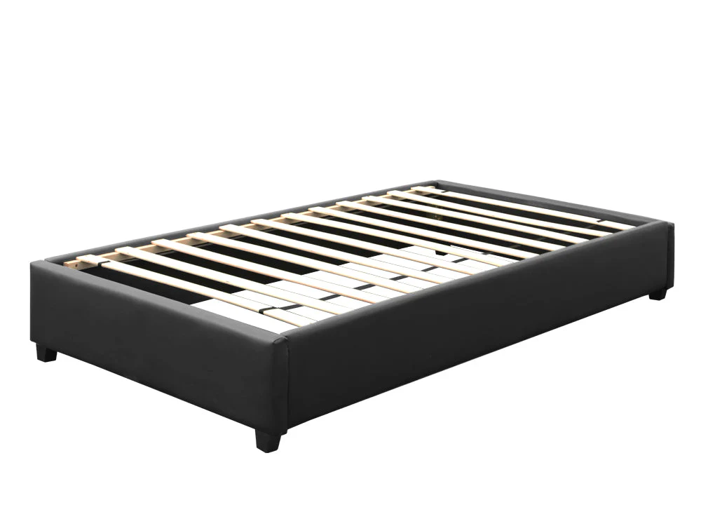 FUJI KING SINGLE Slat PU Bed - BLACK - Image 4