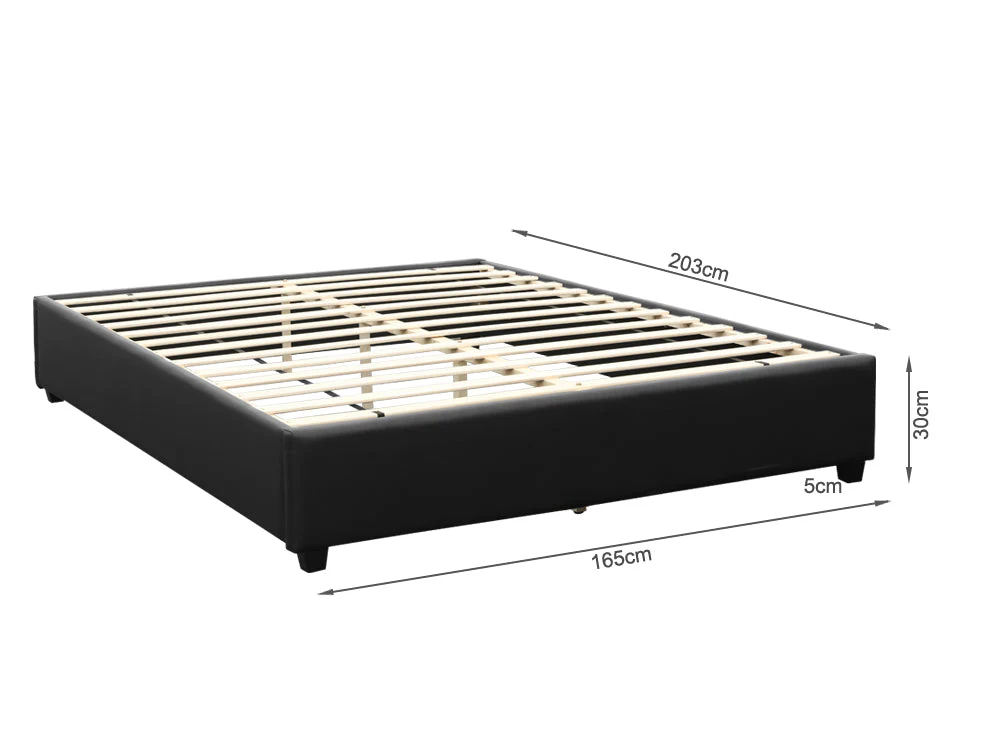 FUJI KING Slat PU Bed - BLACK - Image 6