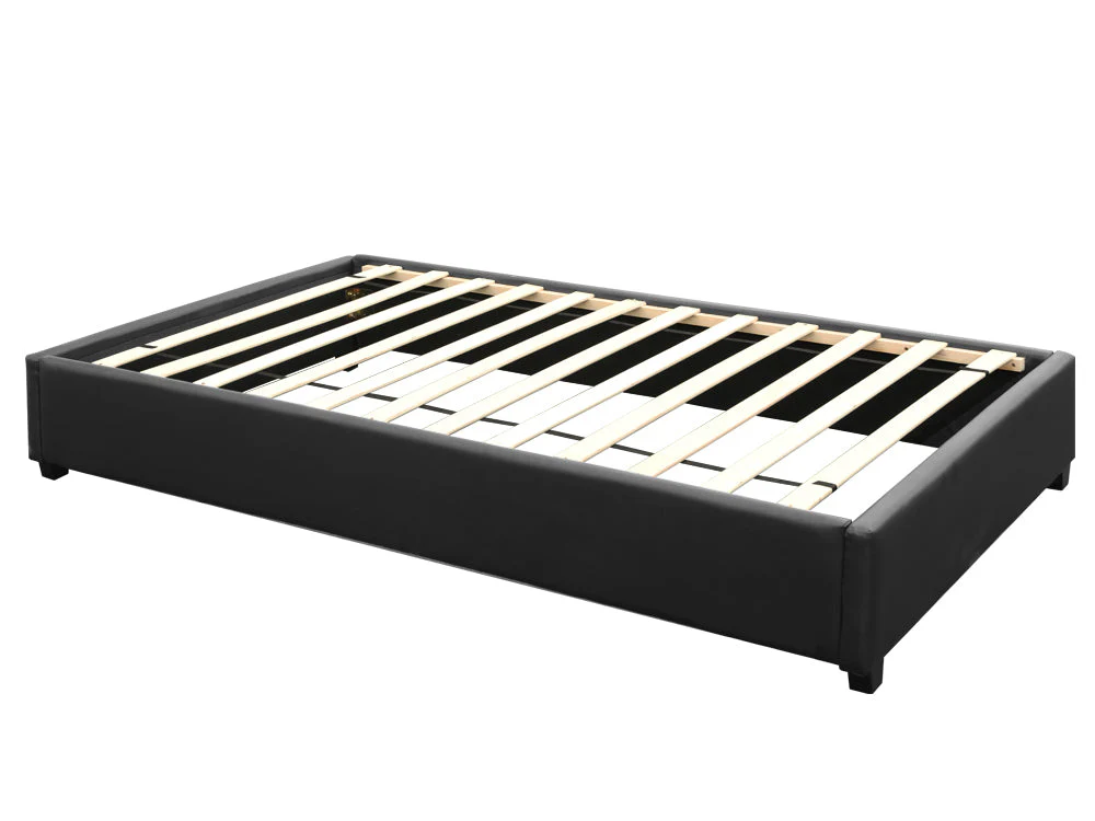 FUJI SINGLE Slat PU Bed - BLACK - Image 3