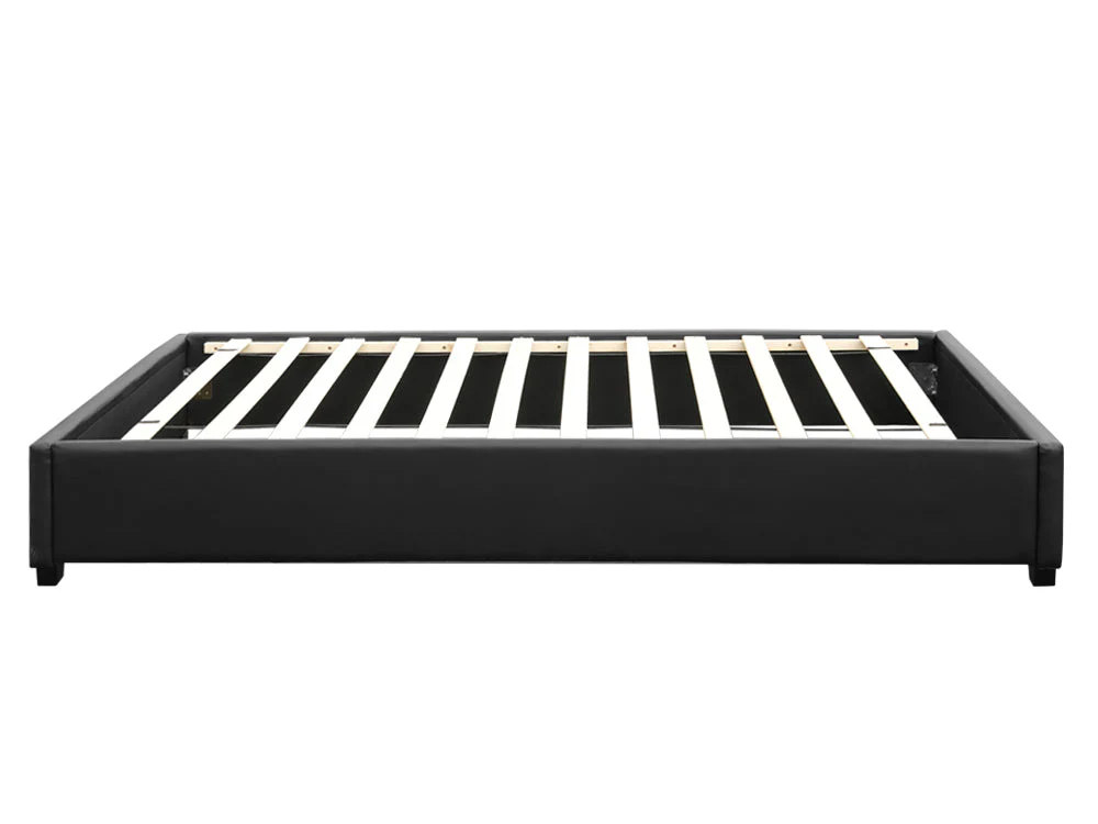 FUJI SINGLE Slat PU Bed - BLACK - Image 5