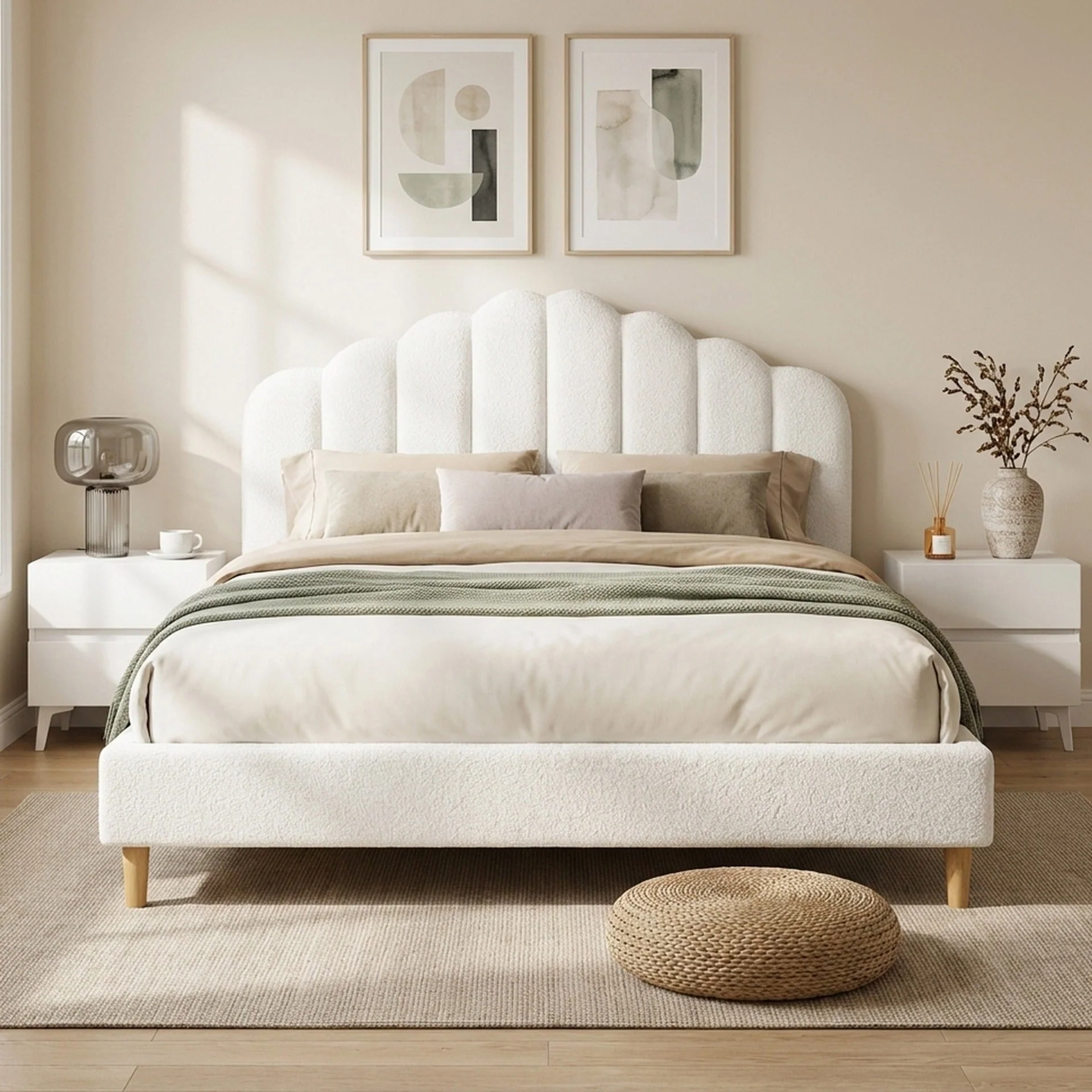 GAIRICH Queen Bed Frame - White