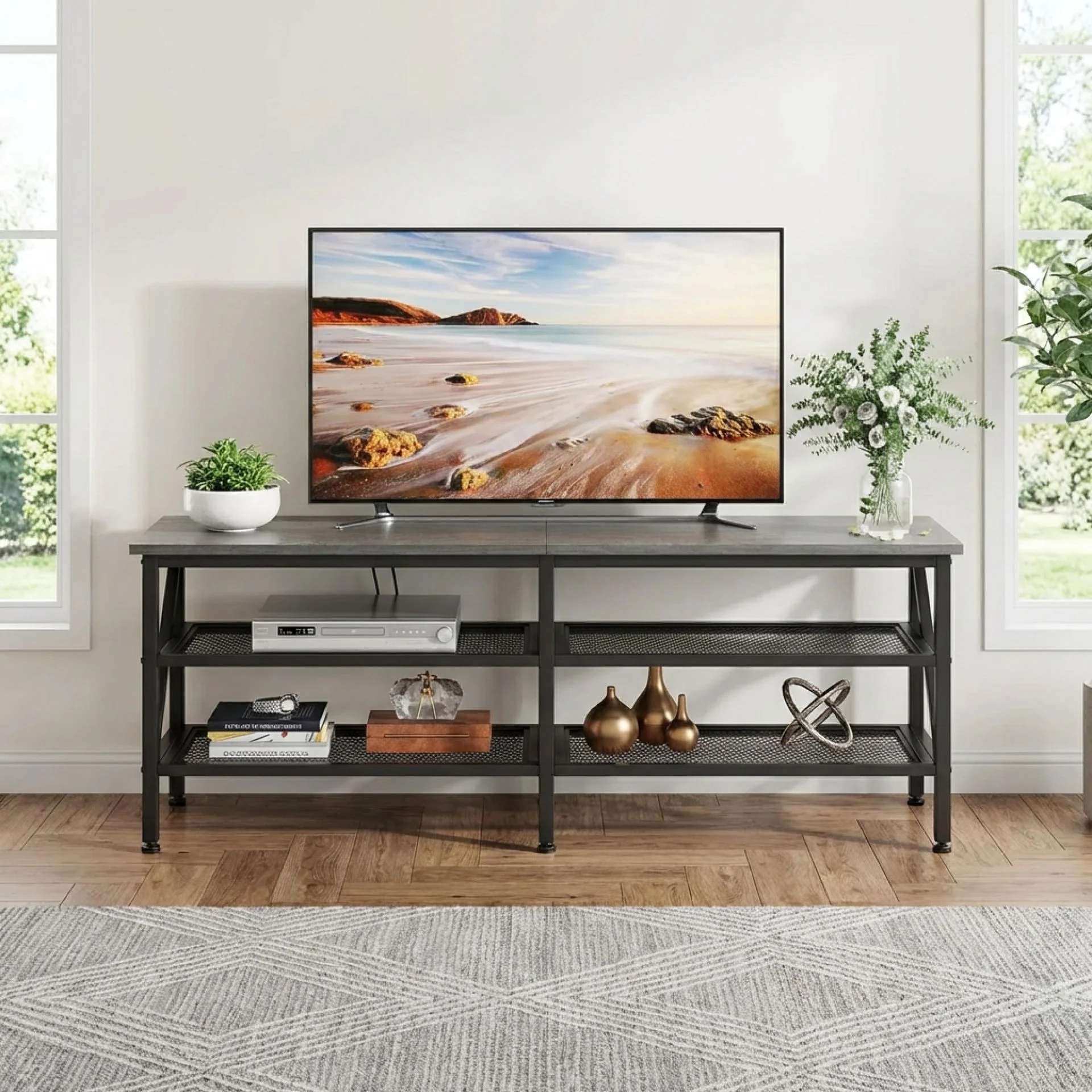 Gambia 1.4m Entertainment Unit - Grey Oak - Image 5