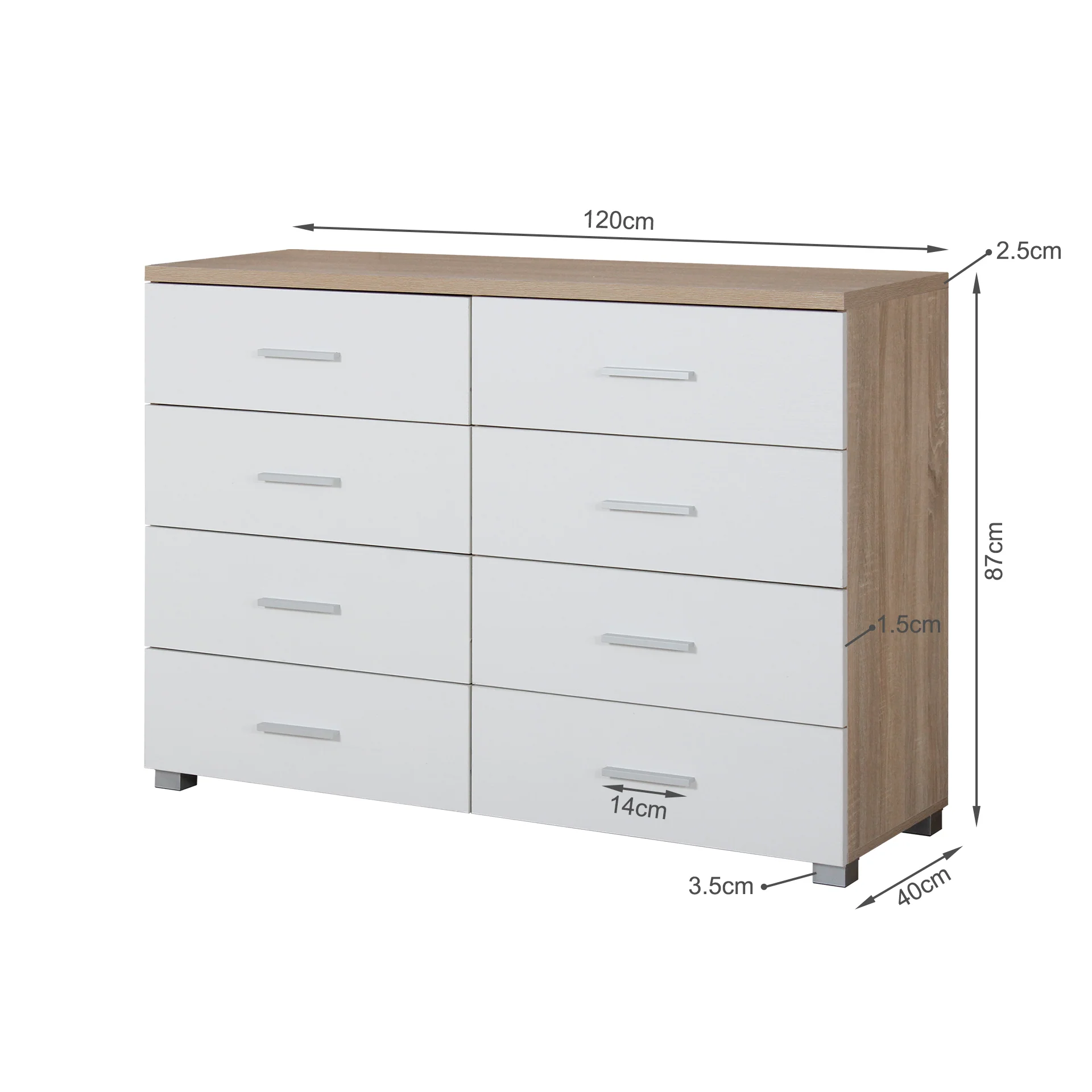 Garrett Lowboy 8 Drawer Chest Dresser - Oak - Image 12