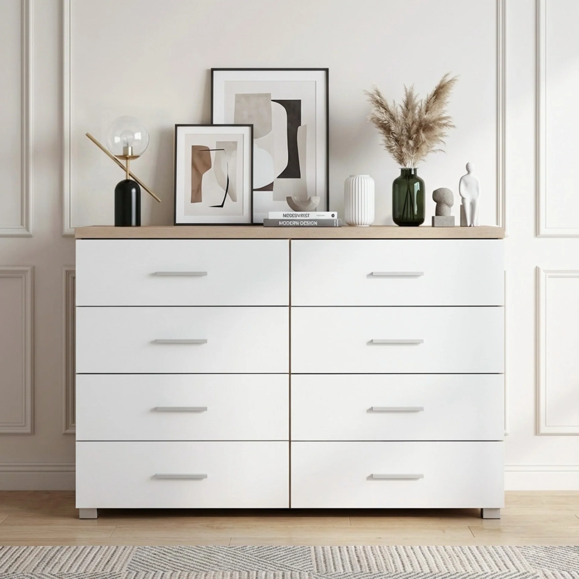 Garrett Lowboy 8 Drawer Chest Dresser - Oak - Image 2