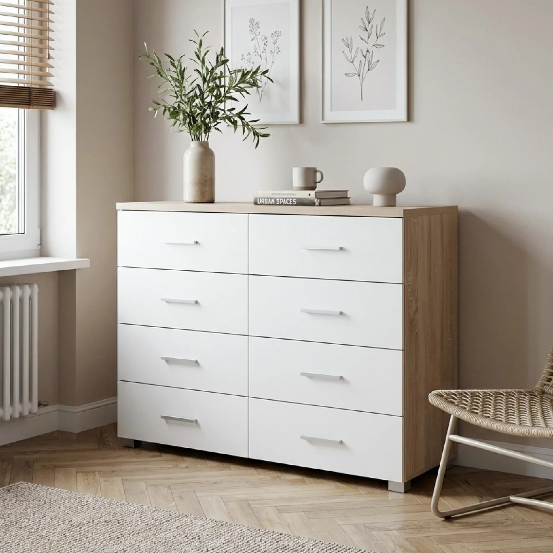 Garrett Lowboy 8 Drawer Chest Dresser - Oak - Image 5
