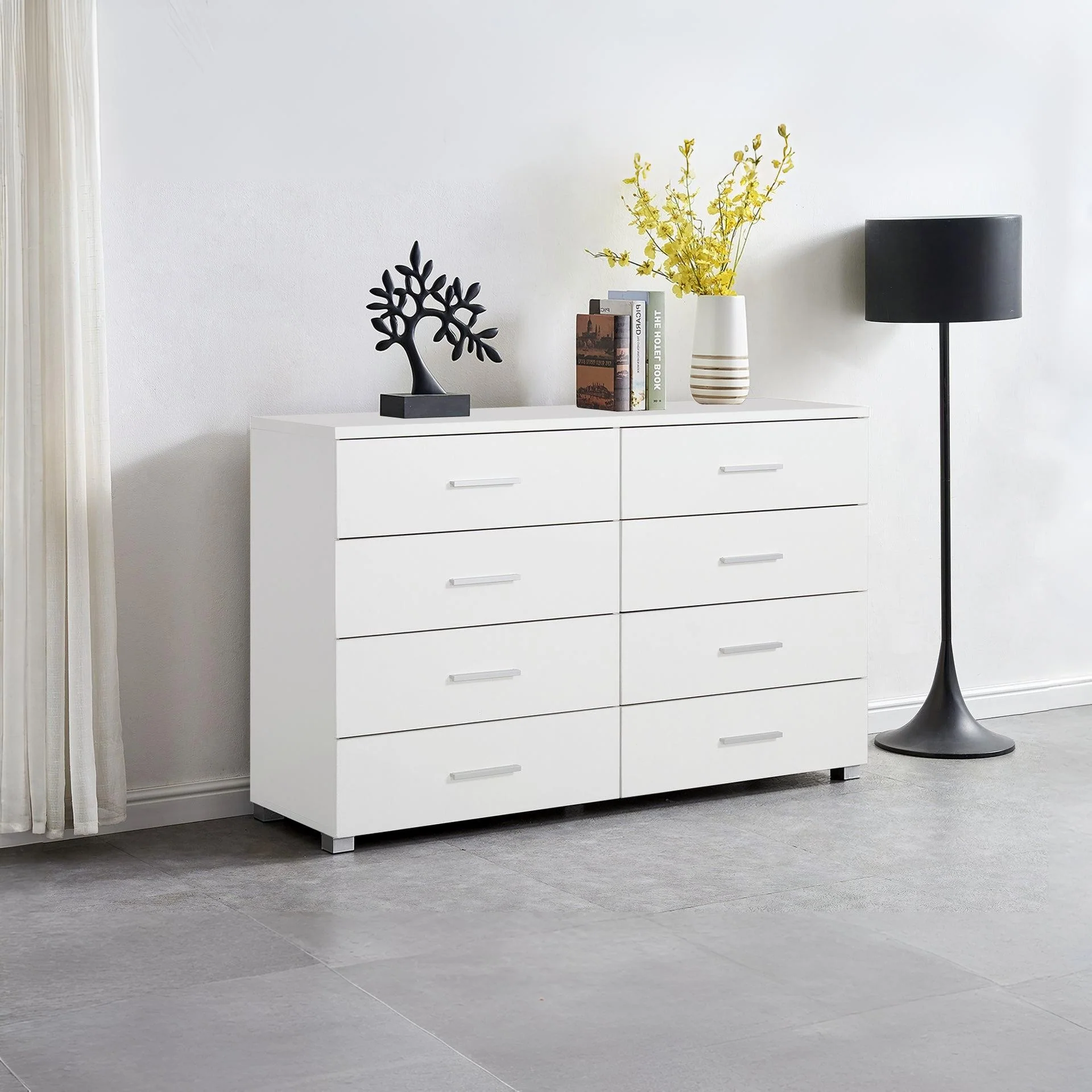 GARRETT Tallboy 8 Drawer Chest Dresser - WHITE - Image 2