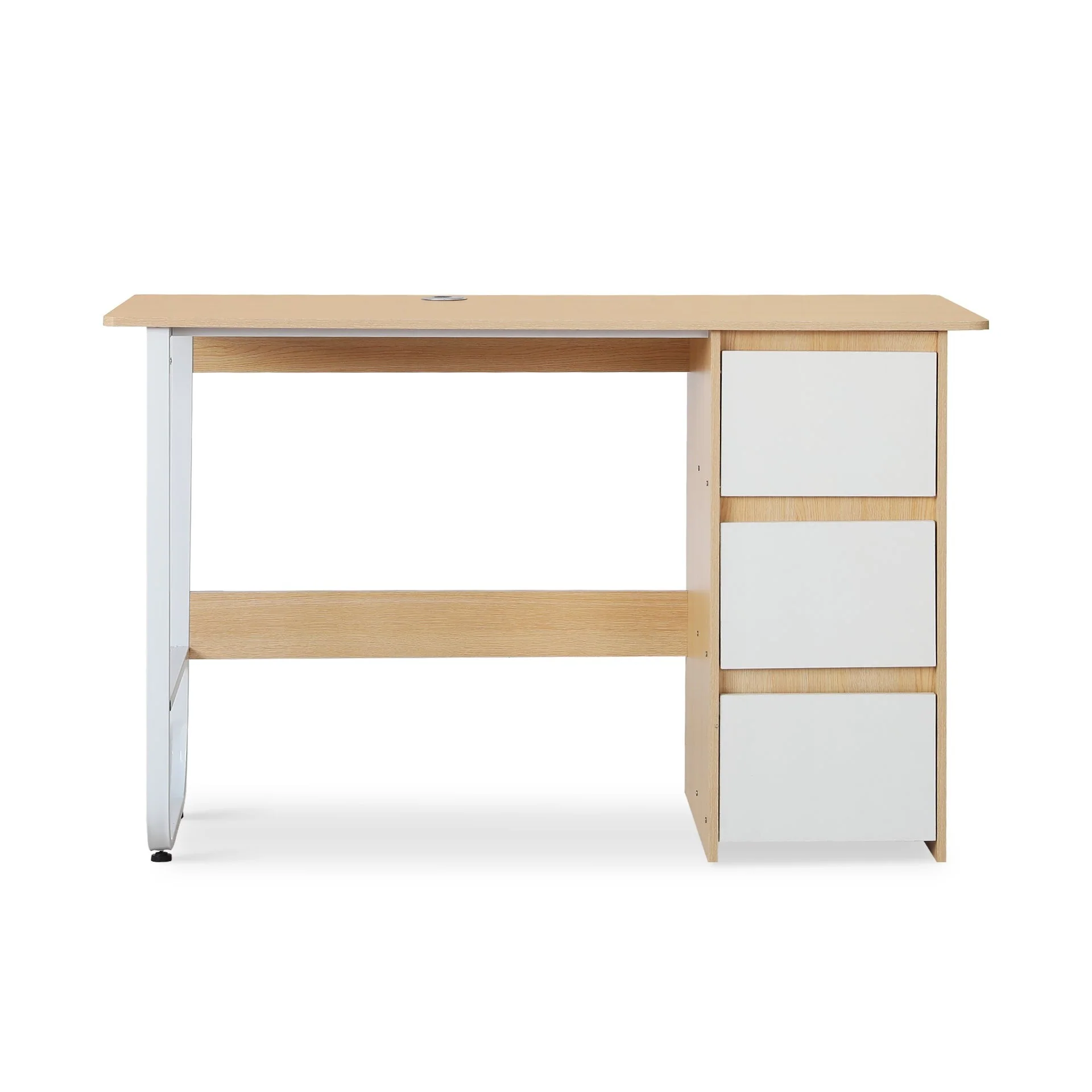 Gavin 120cm Computer Desk with Drawers - Natural + White - Image 8
