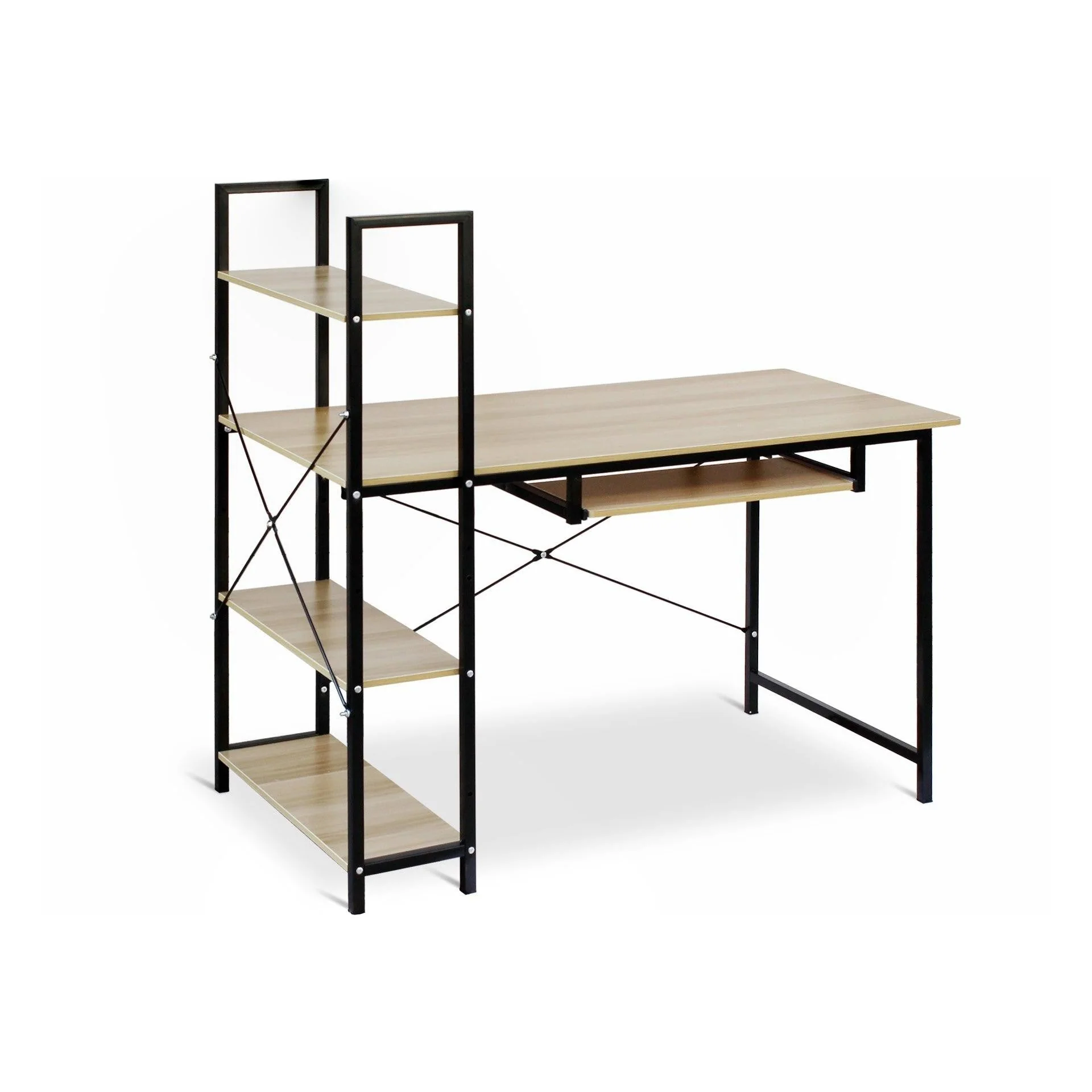 Gayle 120cm Computer Desk with Bookshelf - Black - Image 6