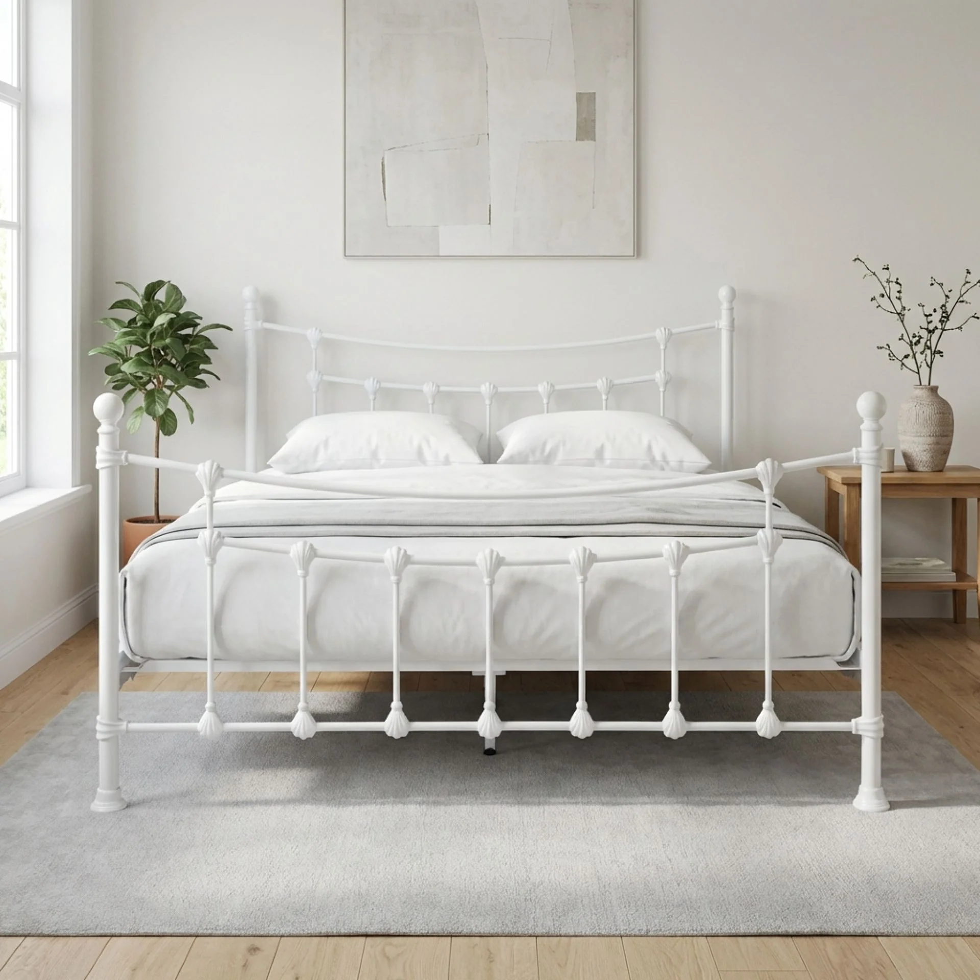 Gingera Queen Metal Bed Frame - White - Image 2