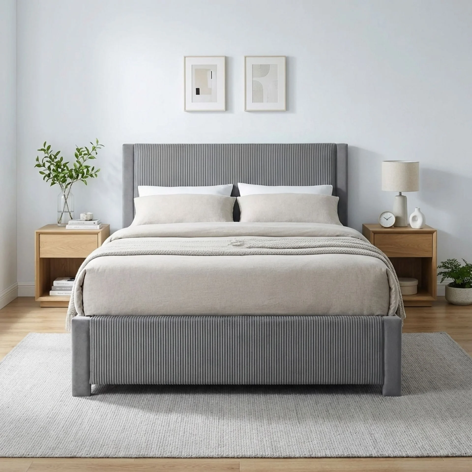 Gower Double Fabric Bed Frame with 4 Drawers - Grey - Image 3