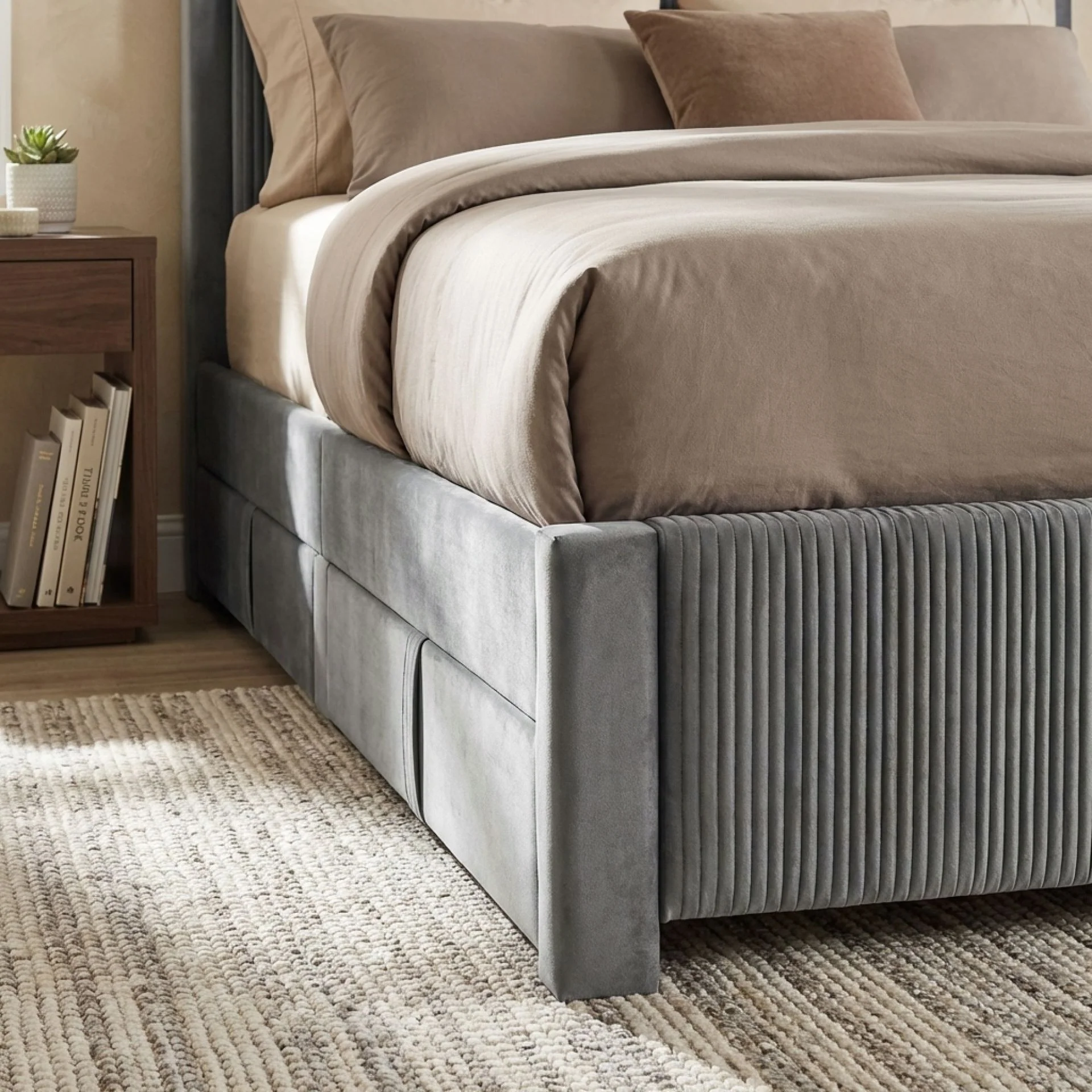 Gower Double Fabric Bed Frame with 4 Drawers - Grey - Image 7