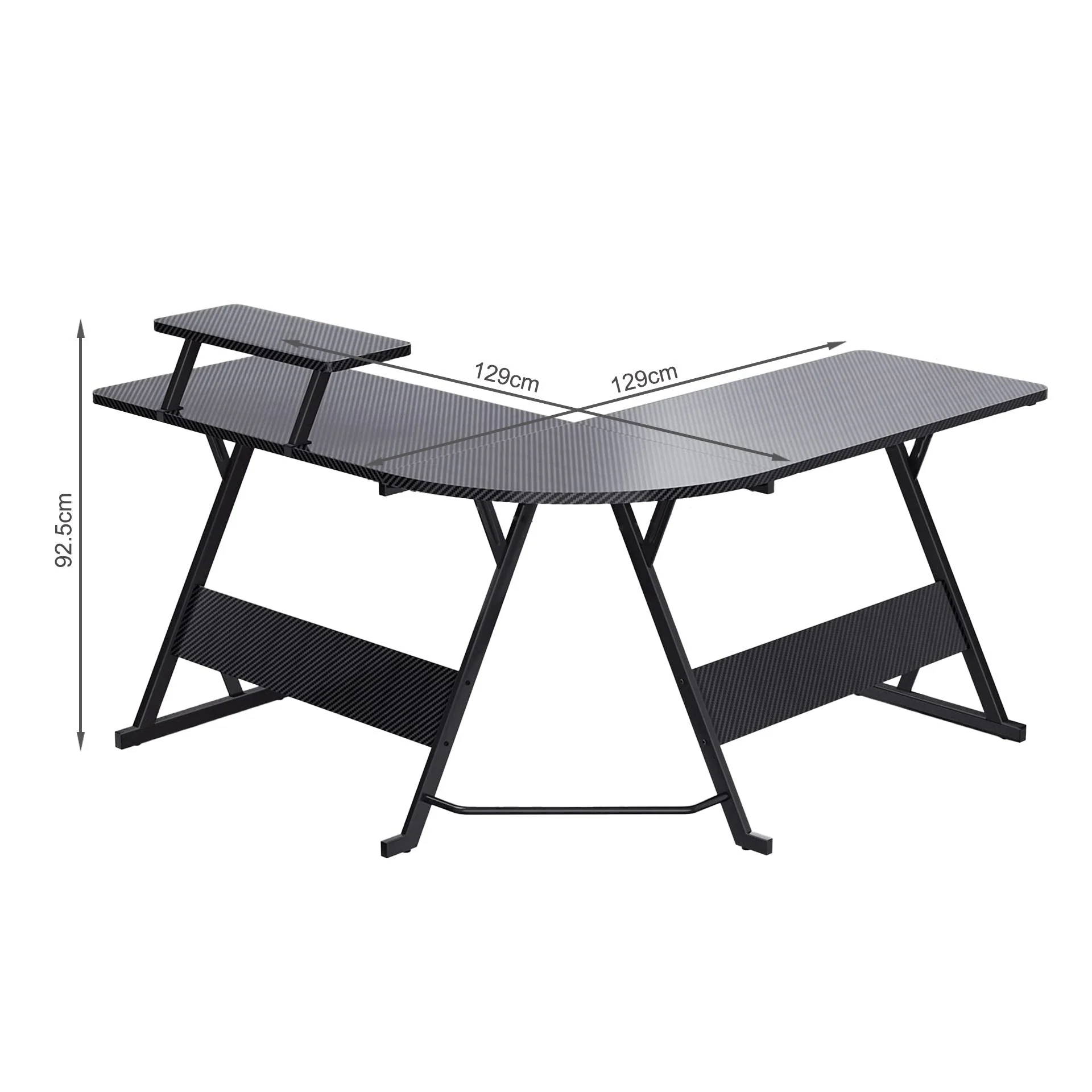 Grant Gaming Corner Desk with Monitor Stand - Carbon Black - Image 7