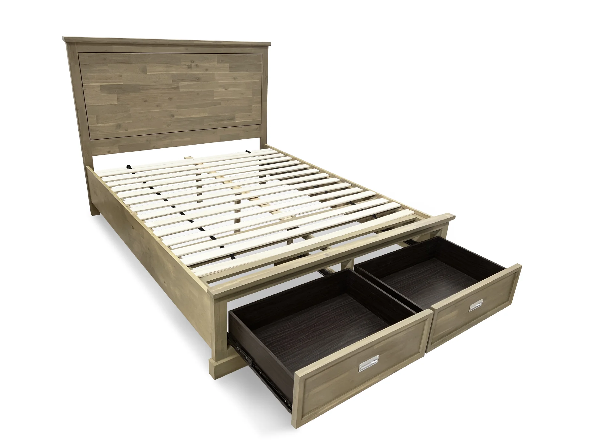 Hadley Solid Wood Queen Bed Frame with Storage - Emerland Grey - Image 2