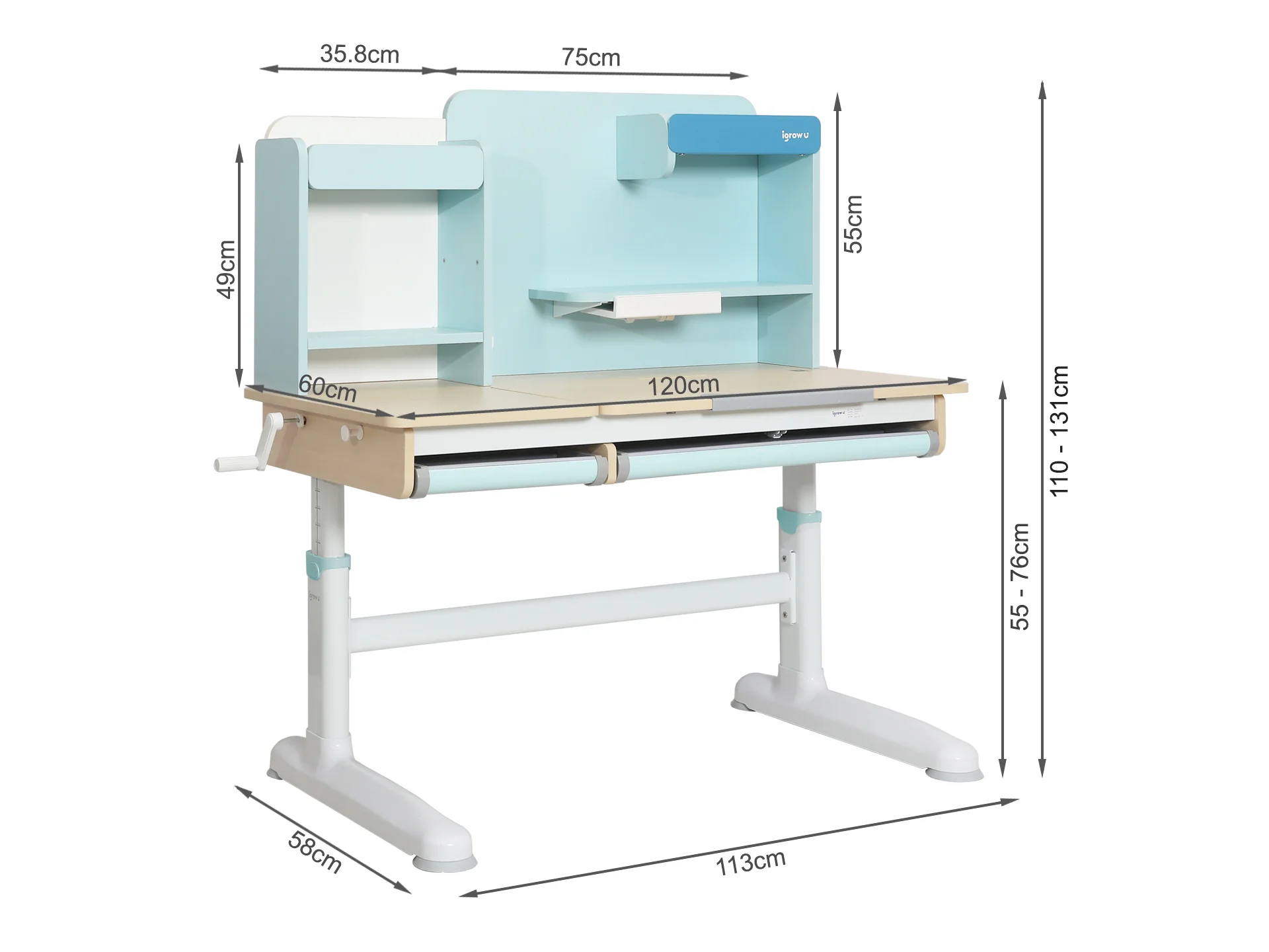 Hallie Kids Study Desk and Chair Set - Blue - Image 13