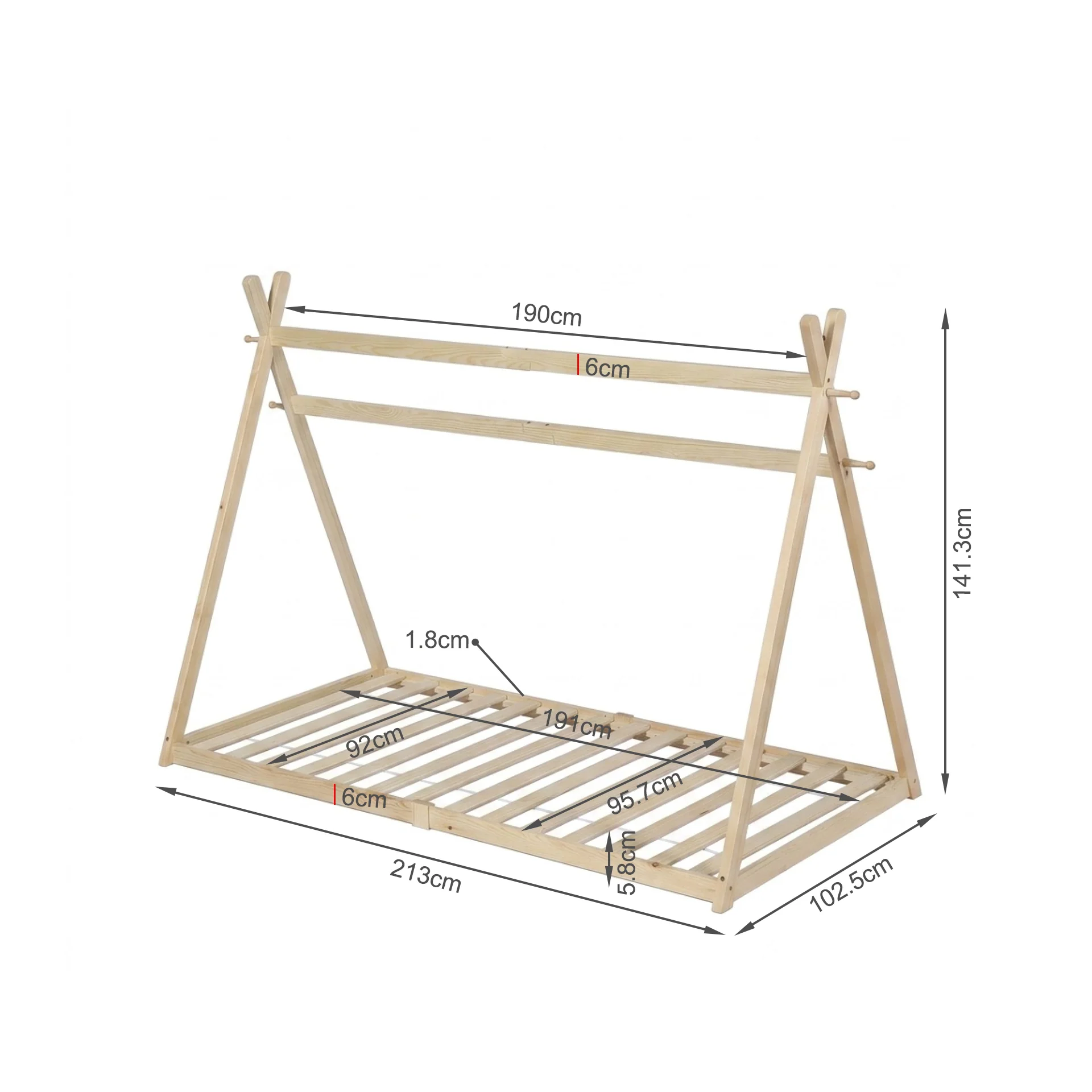 Harbor Single Wooden Bed Frame - Natural - Image 12