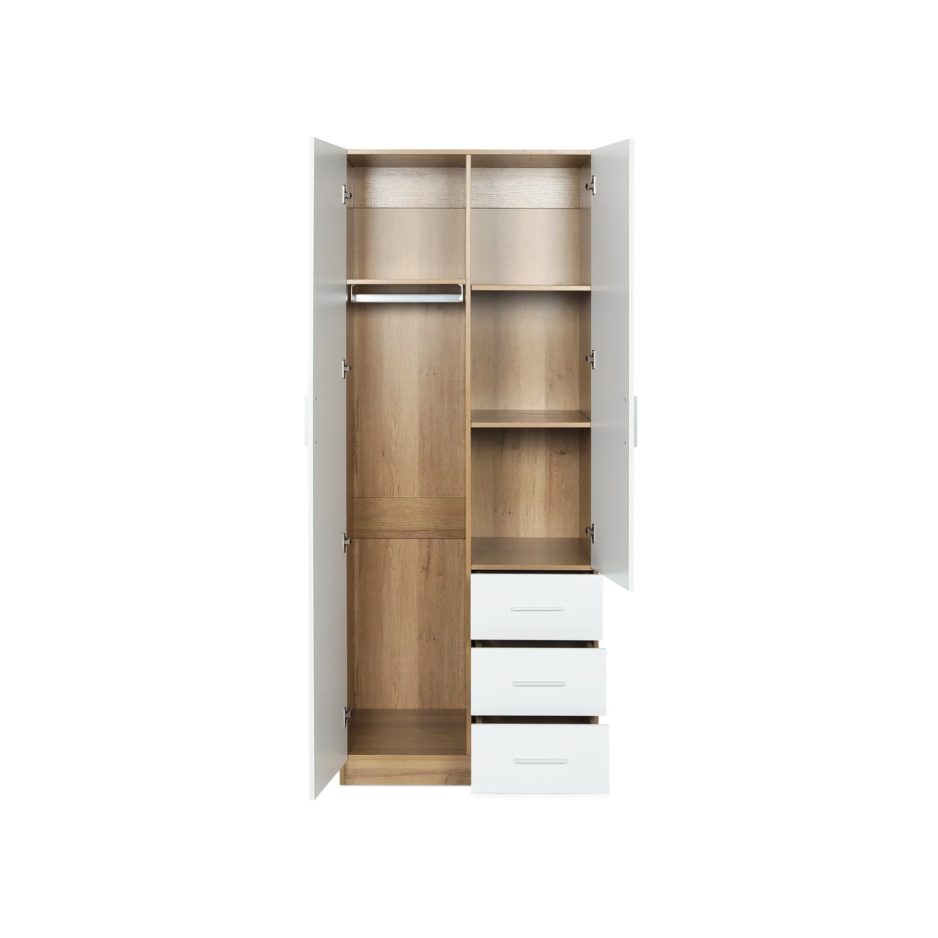 Harris 2 Door Wardrobe with 3 Drawers - Oak+White - Image 9