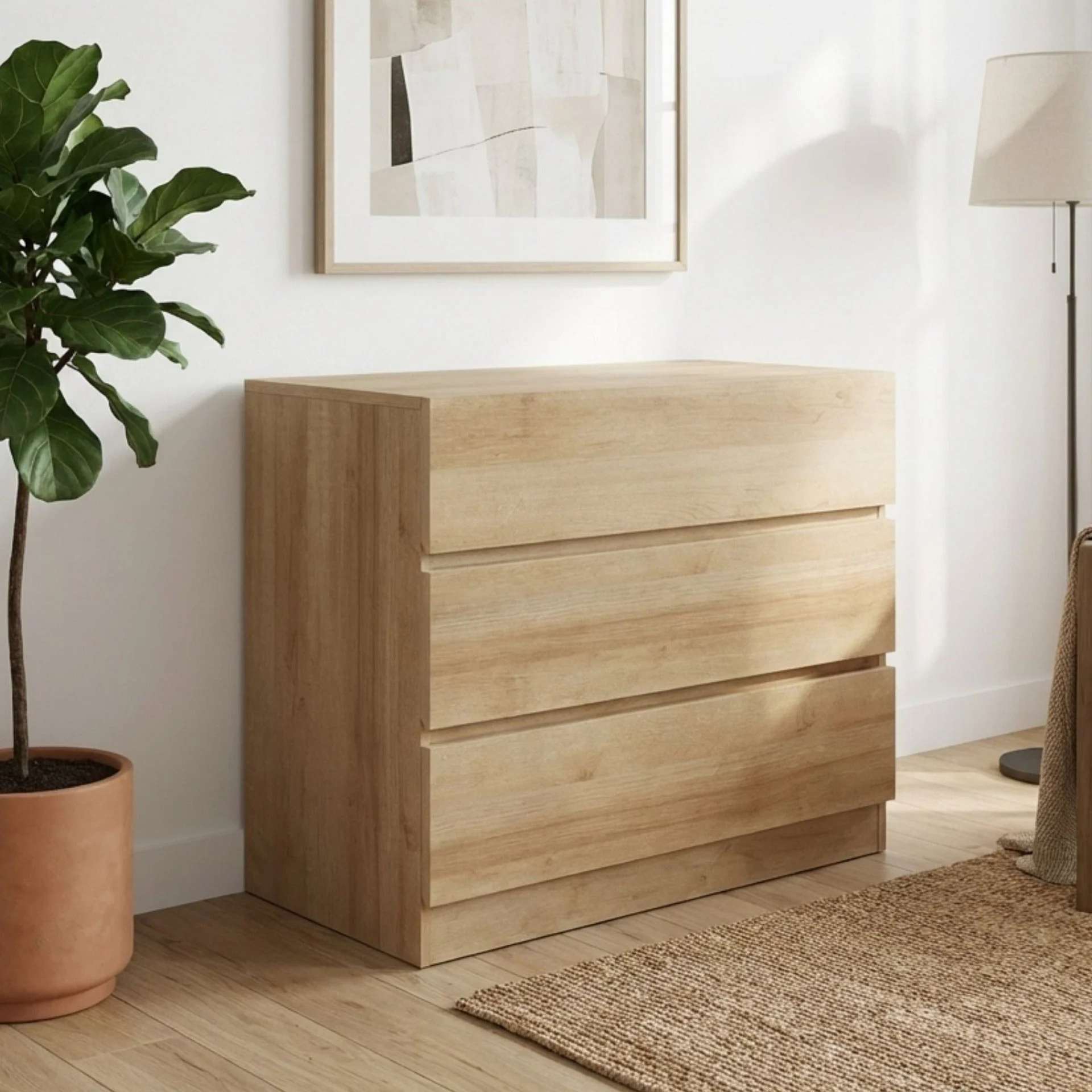 Harris 3 Drawers Tallboy - Oak - Image 2