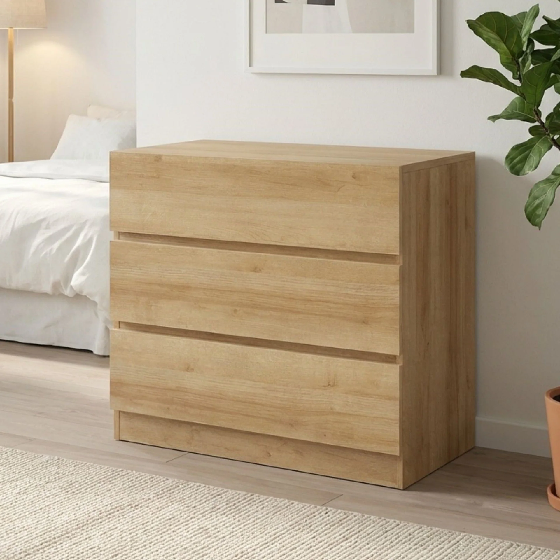 Harris 3 Drawers Tallboy - Oak - Image 4