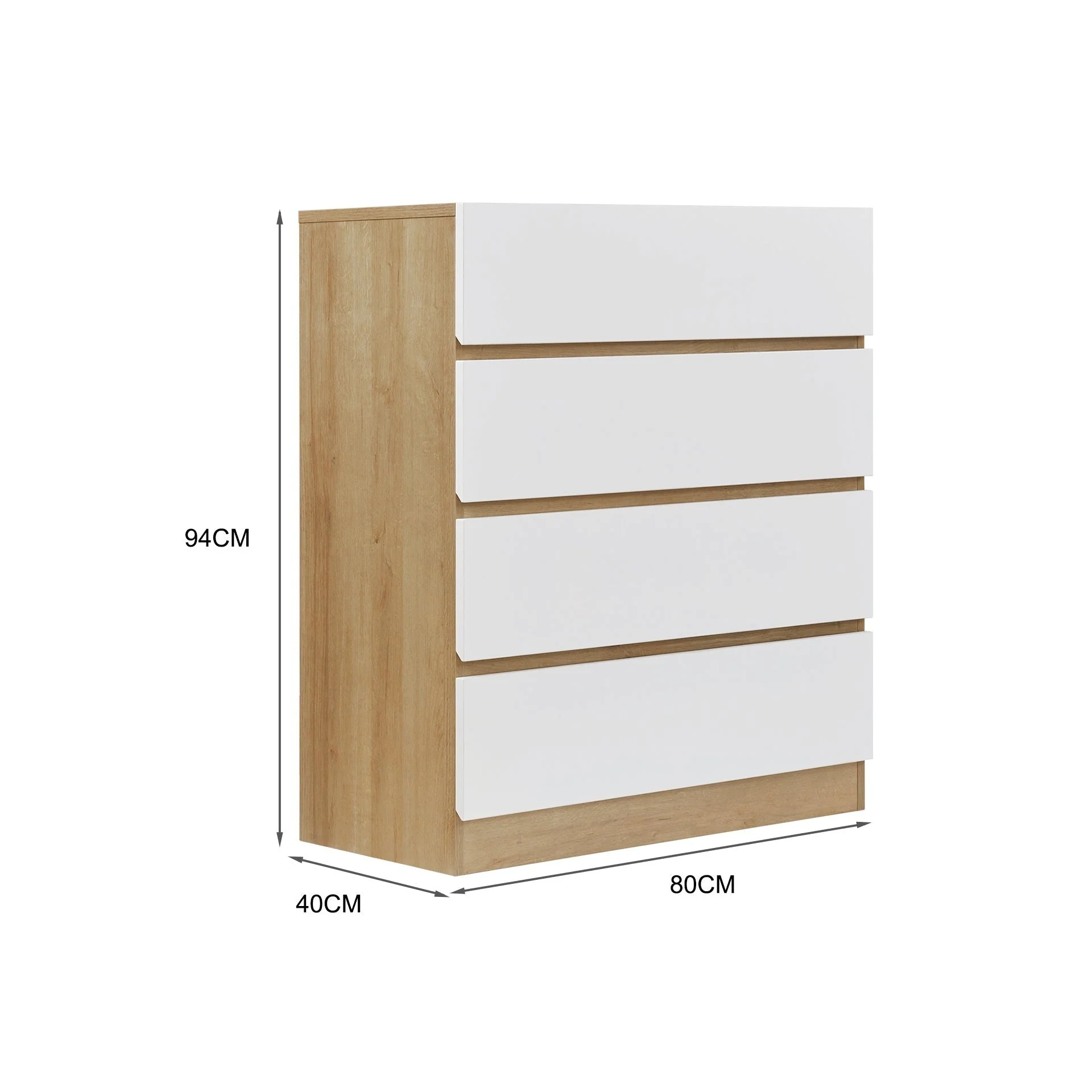 Harris 4 Drawers Tallboy - Oak + White - Image 11