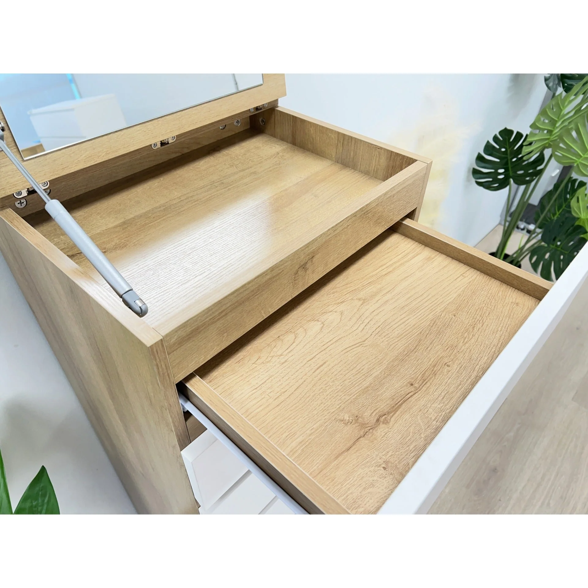 Harris 6 Drawer Tallboy with Mirror - Oak + White - Image 11
