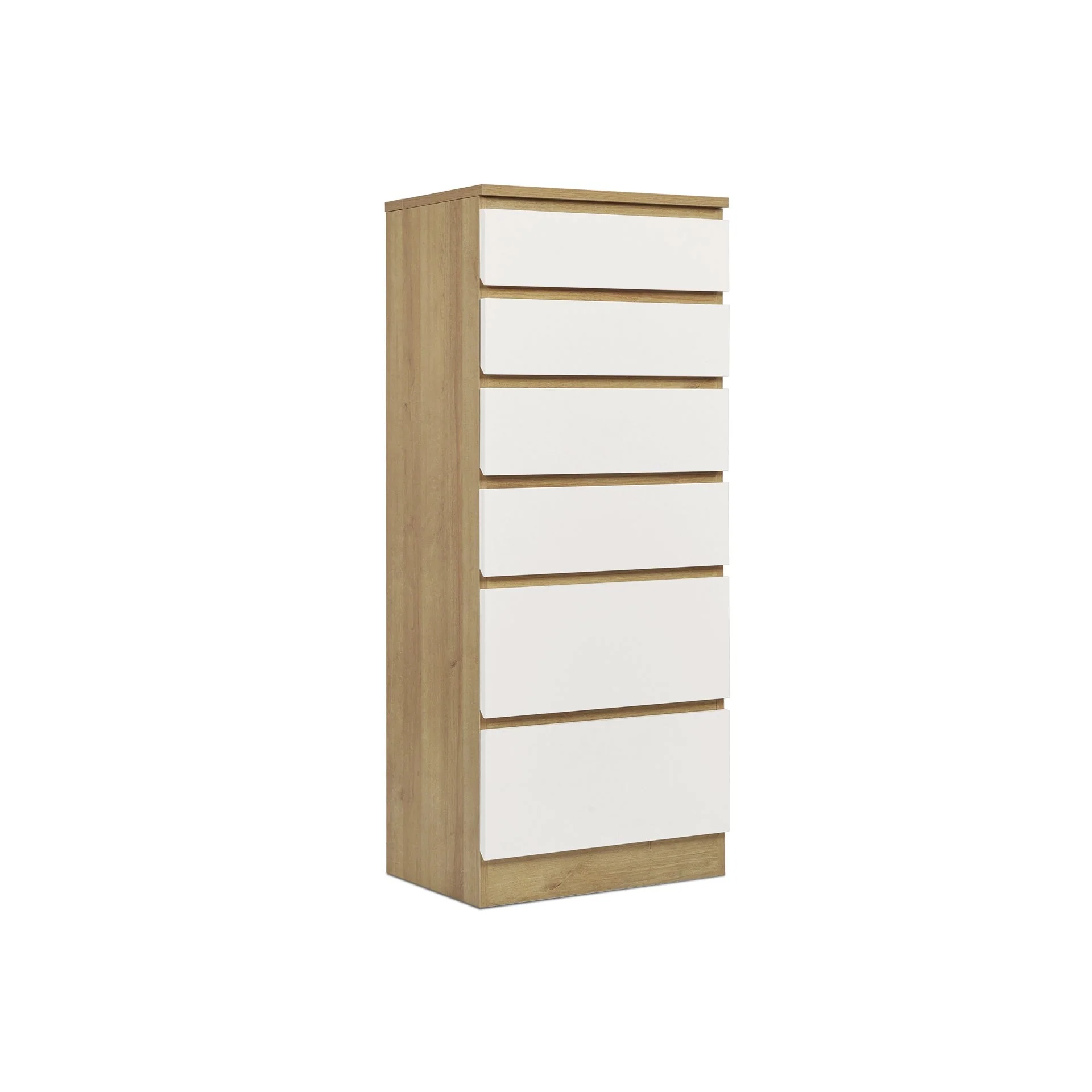 Harris 6 Drawer Tallboy with Mirror - Oak + White - Image 6