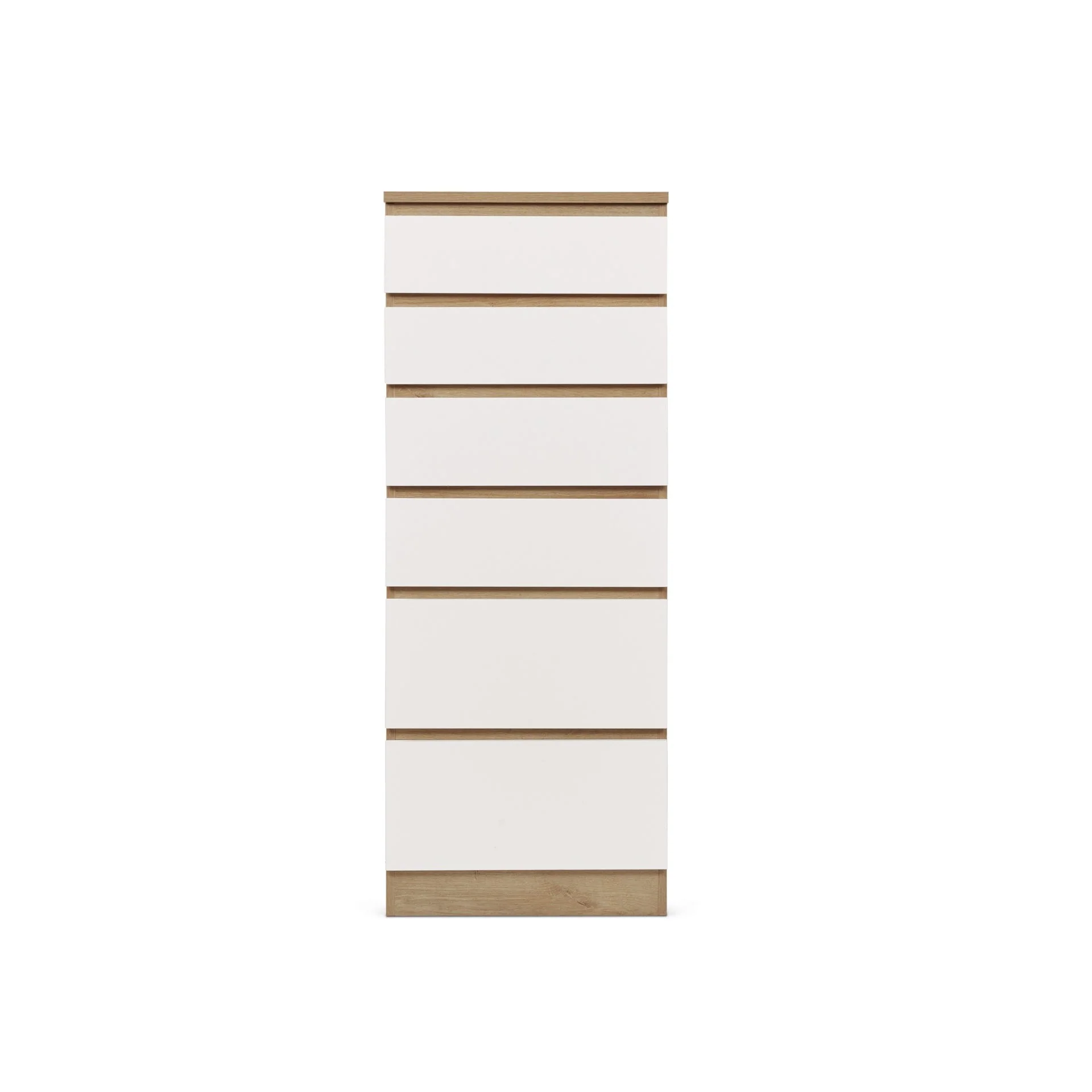 Harris 6 Drawer Tallboy with Mirror - Oak + White - Image 7