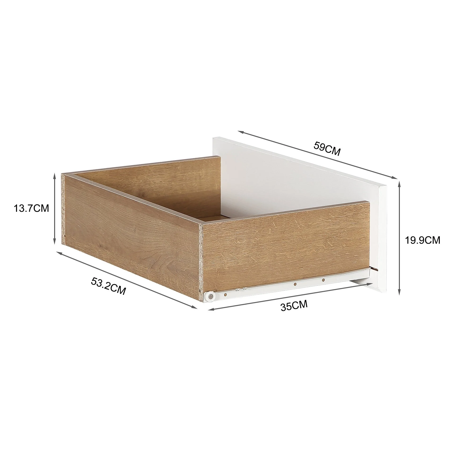 Harris 6 Drawers Low Boy - Oak + White - Image 11