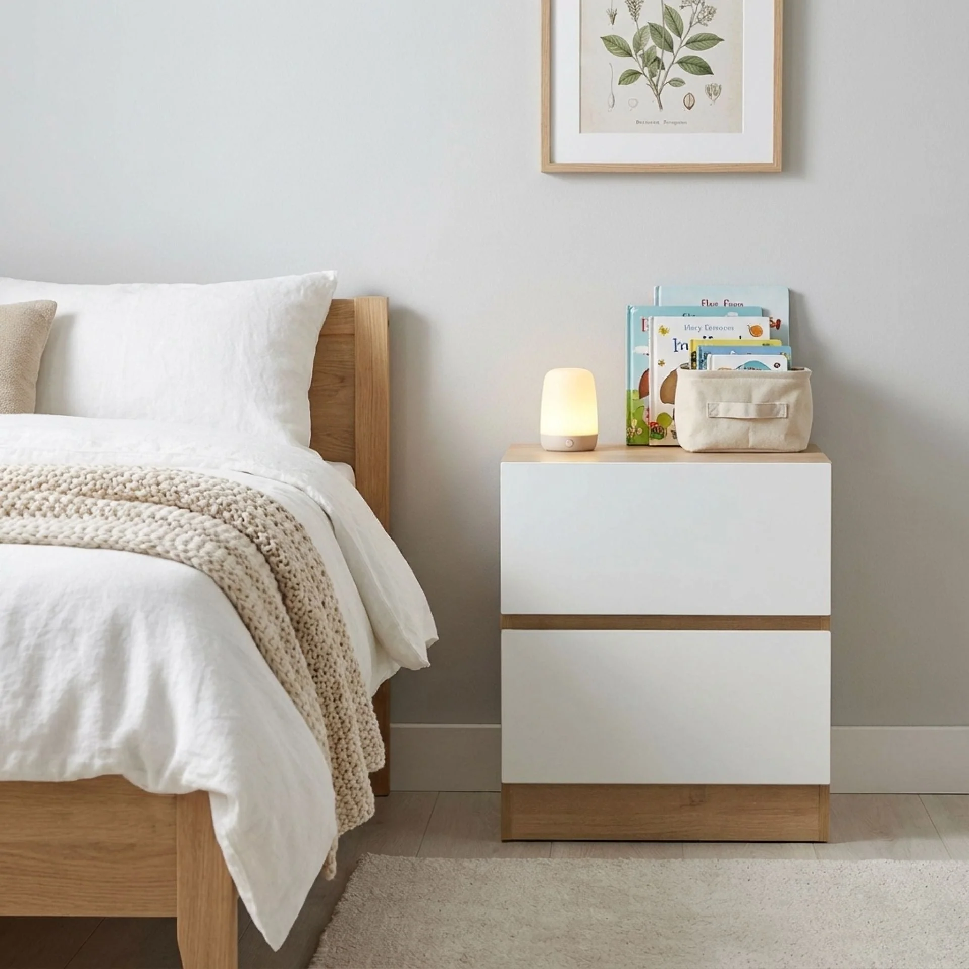Harris Bedside Table - Oak + White - Image 3